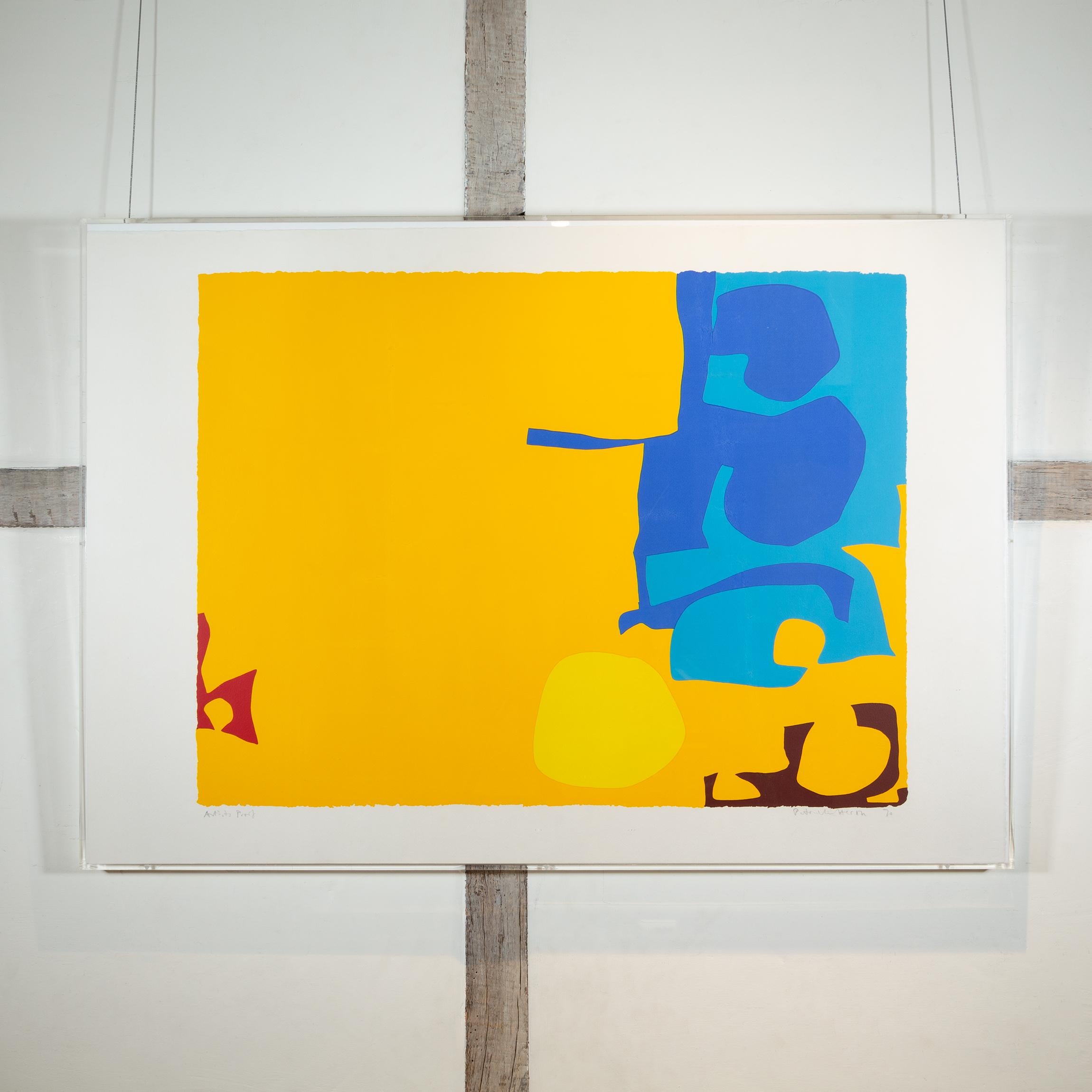 Blues Dovetailed in Yellow, 1970 - Bright Colourful Abstract Screenprint - Print by Patrick Heron