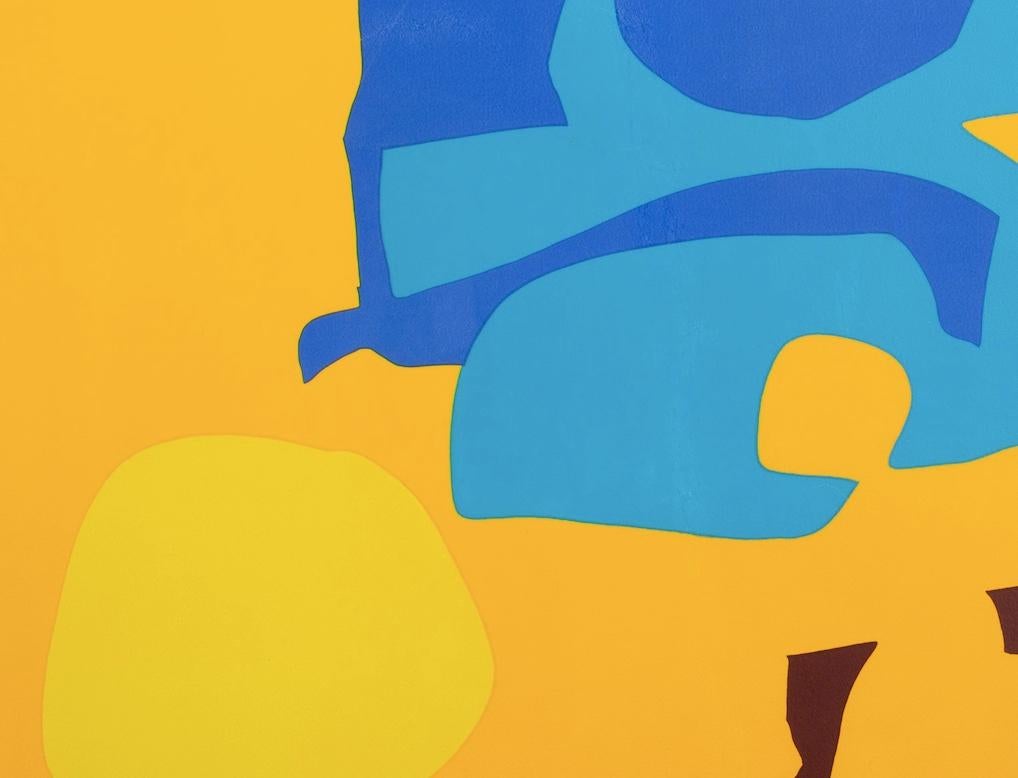 Blues Dovetailed in Yellow, 1970 - Bright Colourful Abstract Screenprint - Orange Print by Patrick Heron