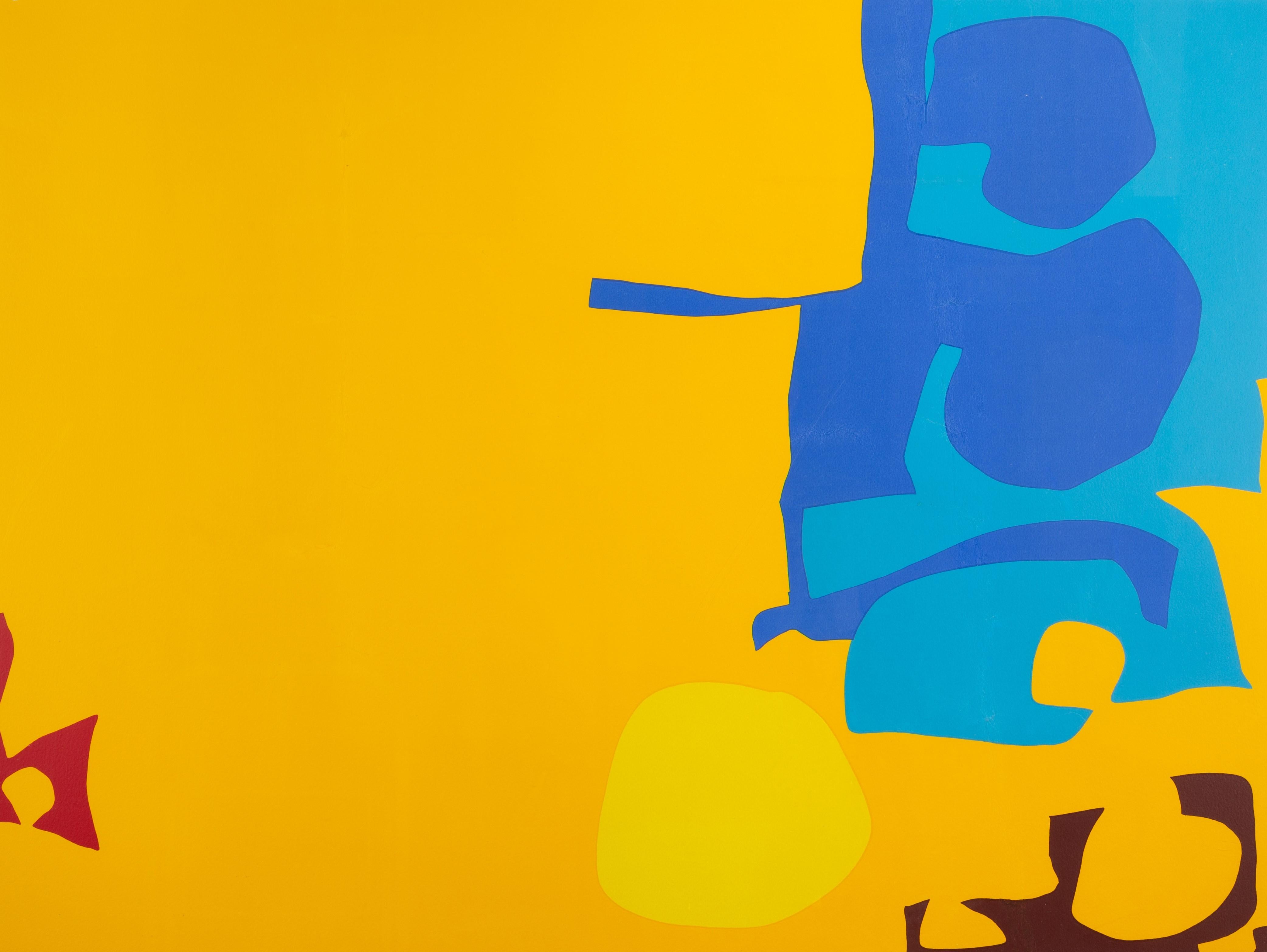 Patrick Heron Print - Blues Dovetailed in Yellow, 1970 - Bright Colourful Abstract Screenprint