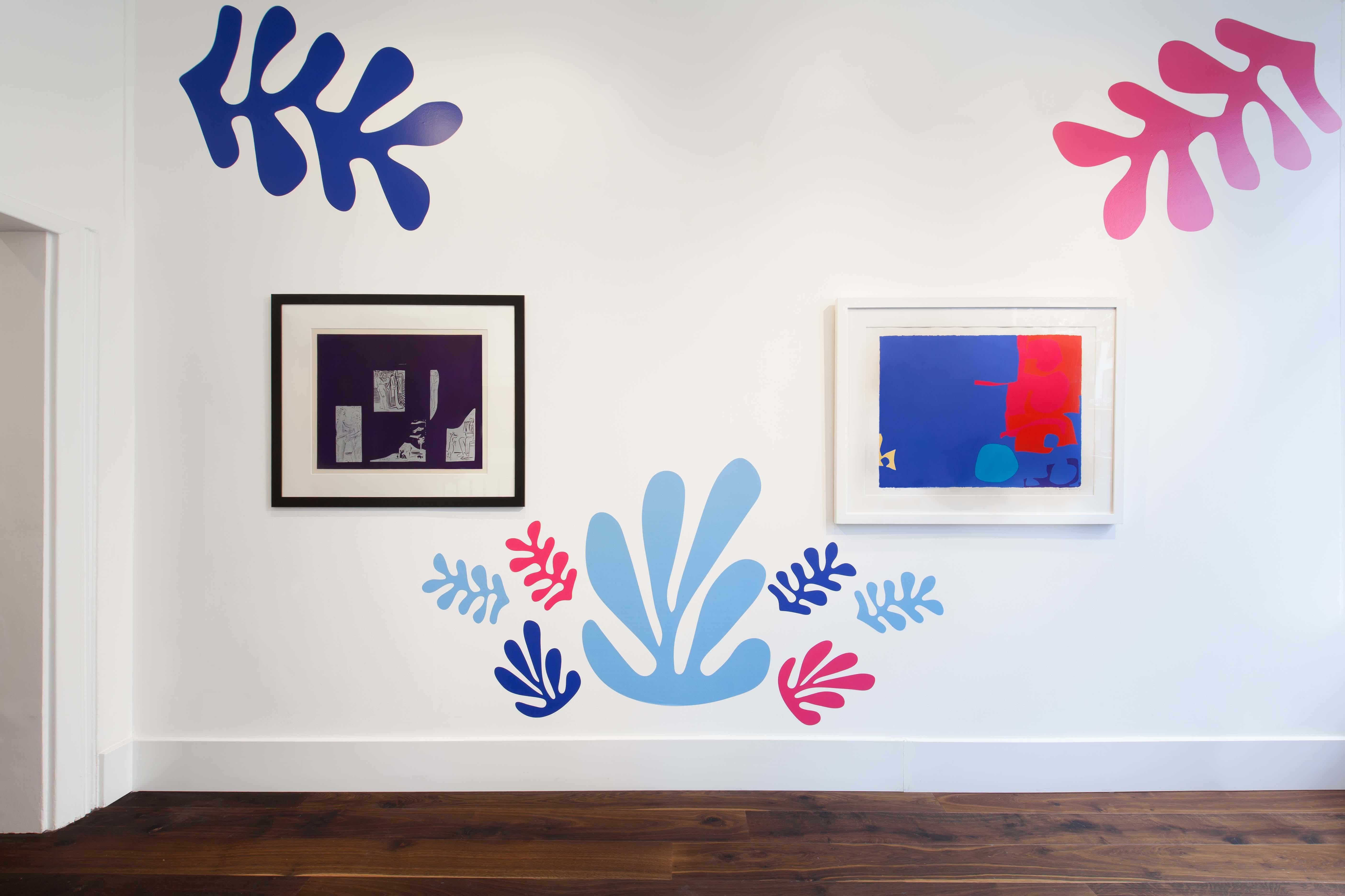Interlocking Pink and Vermillion with Blue - Print by Patrick Heron