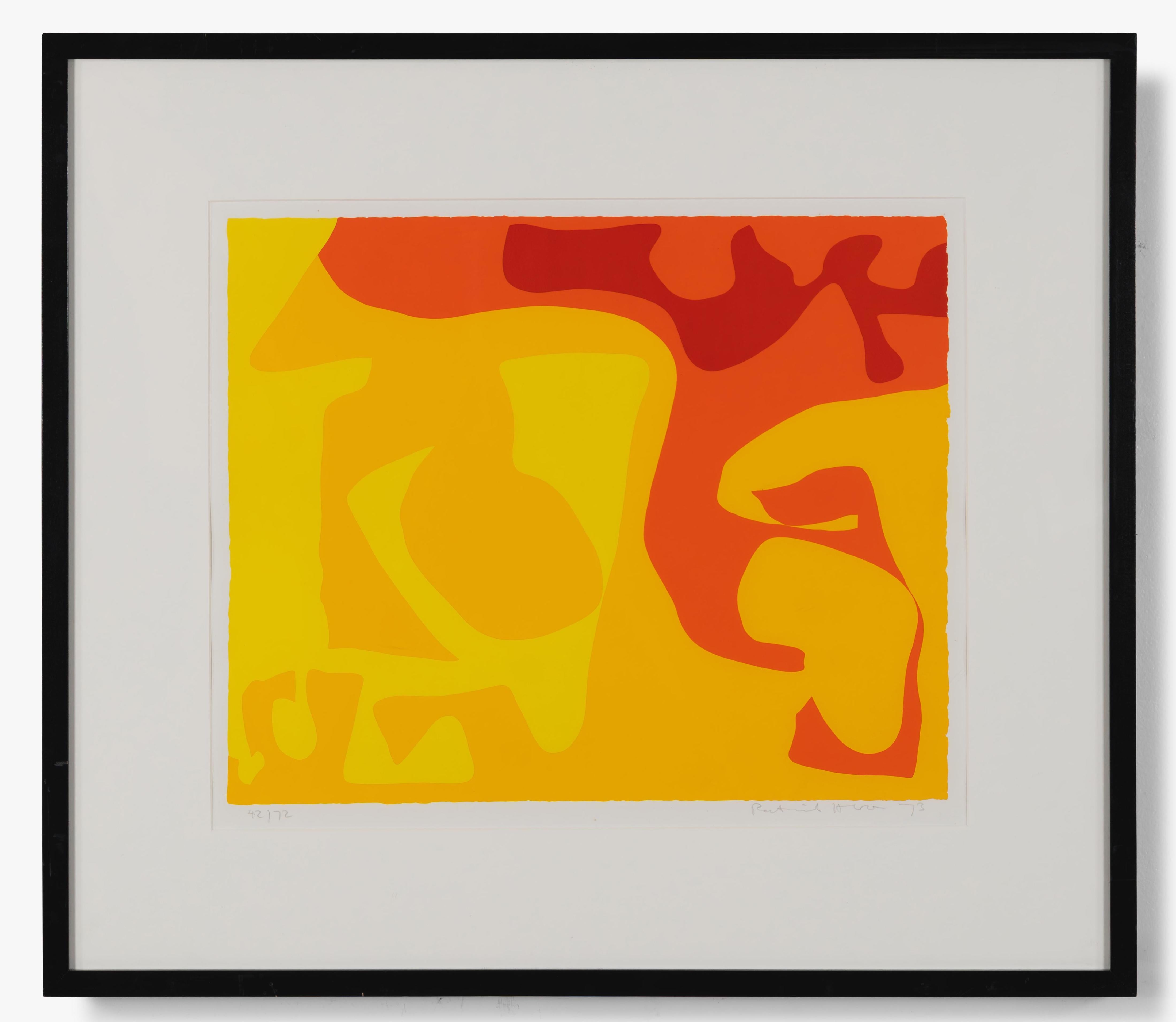 Patrick Heron
Kleines Gelb: Januar, 1973
Siebdruck
Handsigniert, betitelt und nummeriert vom Künstler
42,4 x 52,2 cm - Blatt
69,8 x 79,4 x 2,5 cm - Gerahmt
Ausgabe 42 von 72

Zustand: leicht stockfleckig in den Rändern

Patrick Heron (1920-1999) war