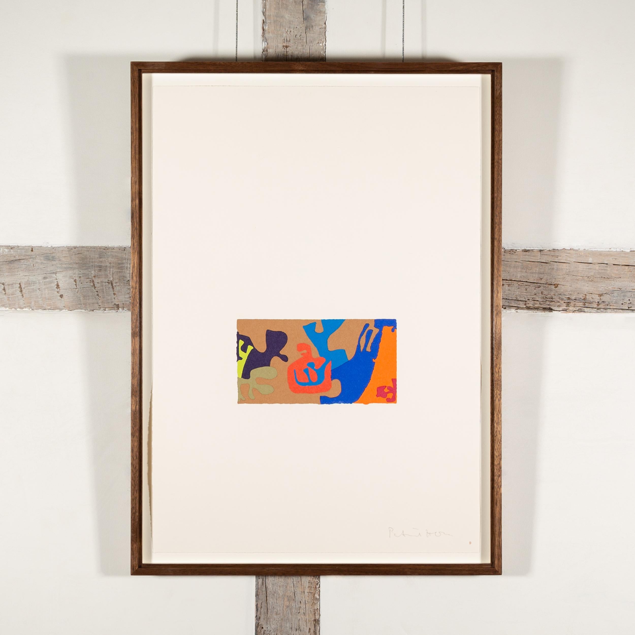 Shapes of Colour 9 - Patrick Heron Abstract 1978 Screenprint with Blue + Orange For Sale 1