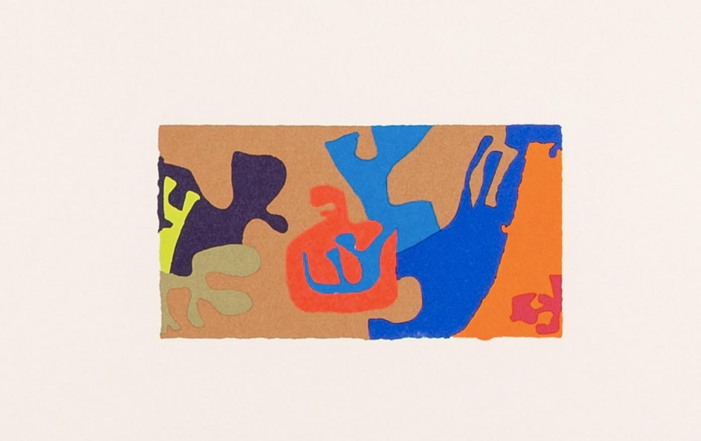 Shapes of Colour 9 - Patrick Heron Abstract 1978 Screenprint with Blue + Orange For Sale 3