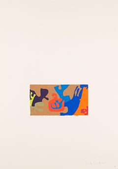 Shapes of Colour 9 - Patrick Heron Abstract 1978 Screenprint with Blue + Orange