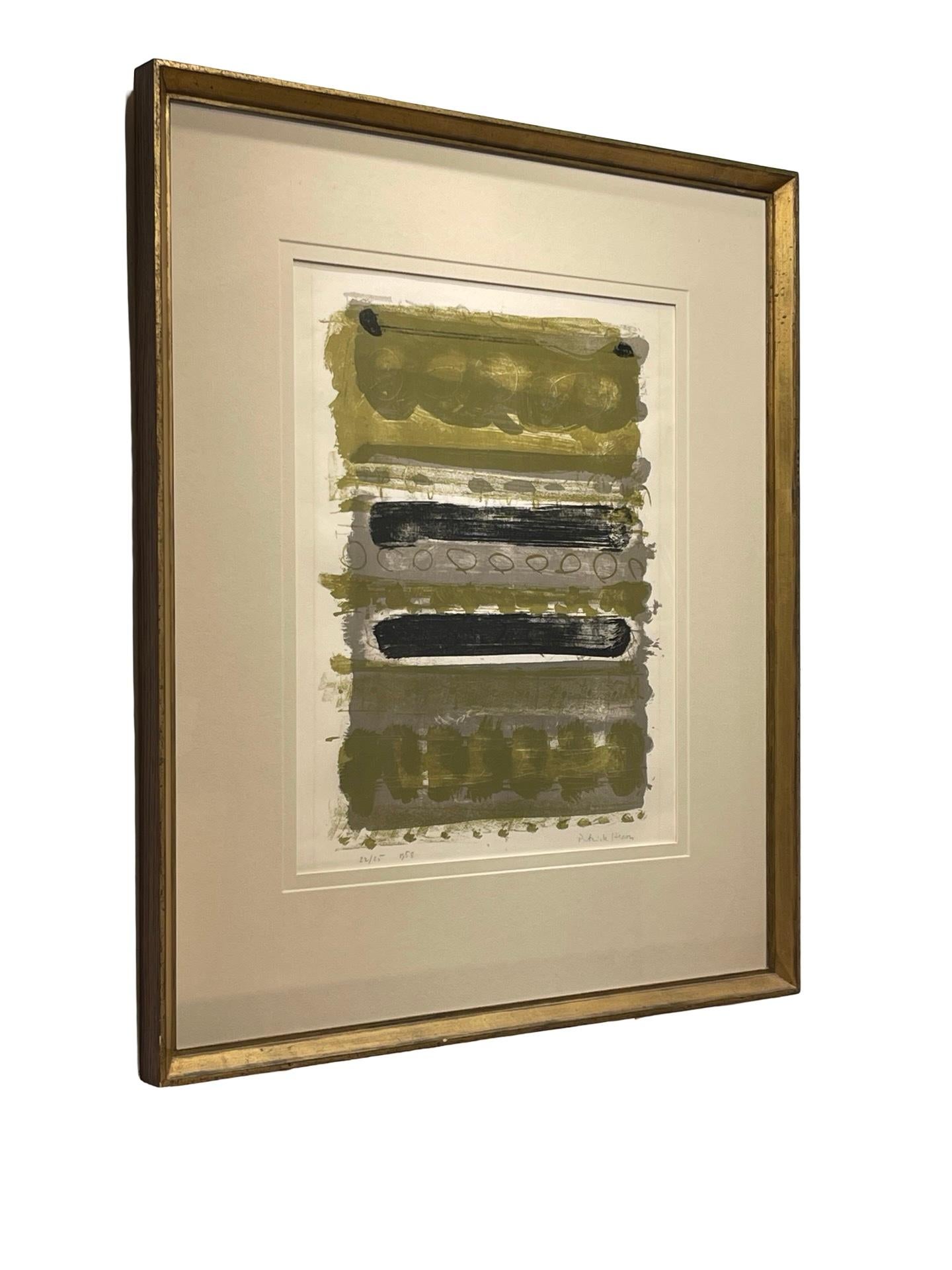 Patrick Heron Lithografie grün und grau gestreift, 1958 (Moderne der Mitte des Jahrhunderts) im Angebot