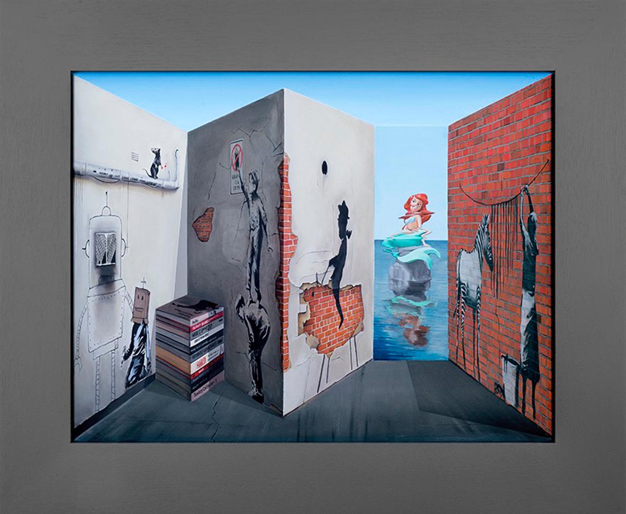 Patrick Hughes - Walls Have Ears, art optique, reverspective, art optique, illusion en vente 1