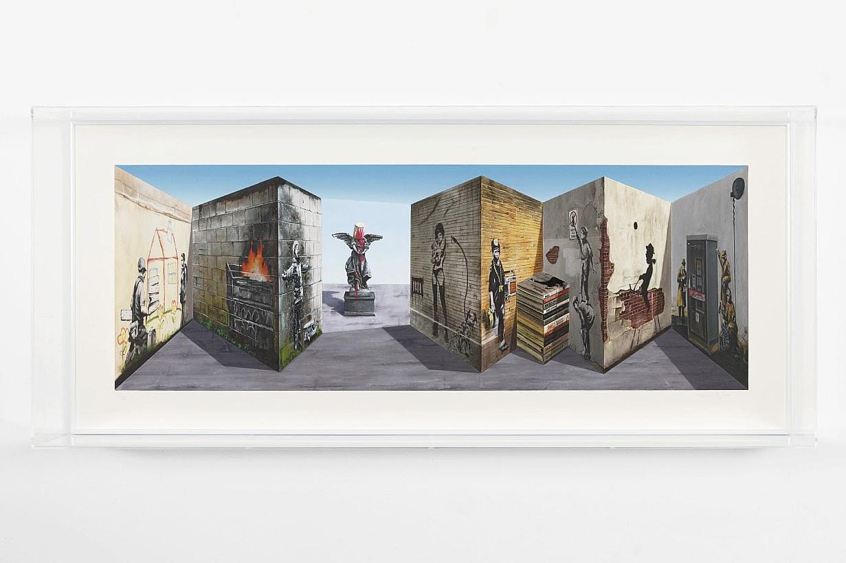 Patrick Hughes Figurative Print - Banksee (rare 3D hand painted multiple)