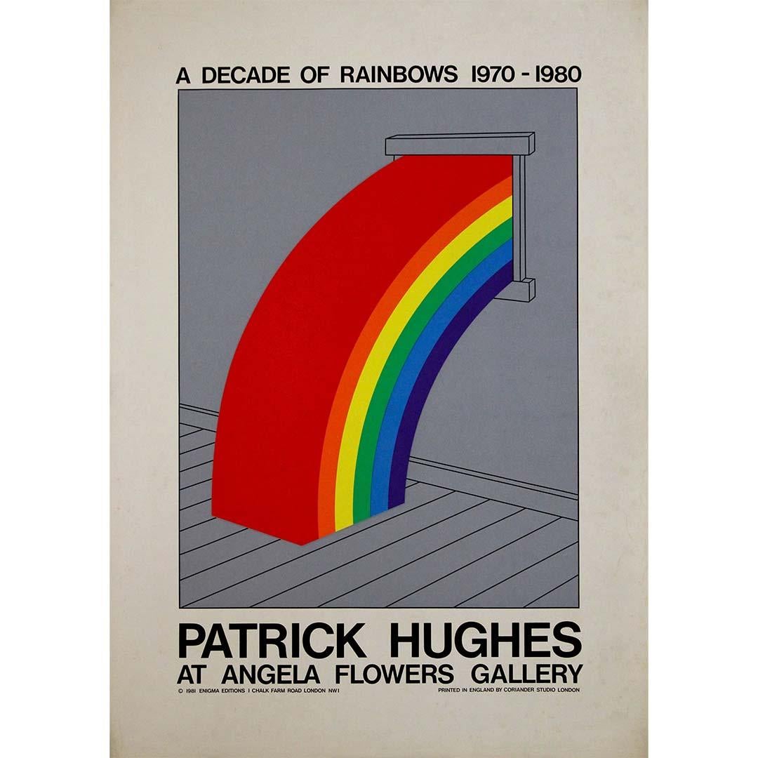Impactante cartel de exposición serigrafiado original de 1981 - Galería Angela Flowers - Print de Patrick Hughes