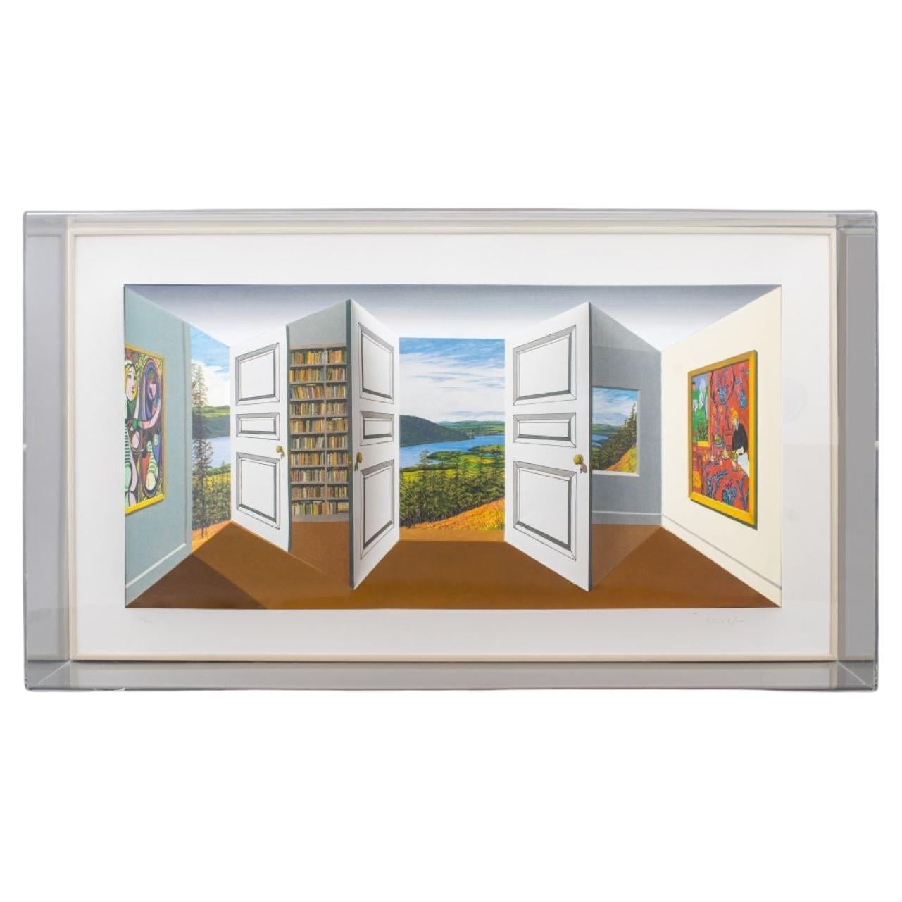 Patrick Hughes "Double Doors" 3-D Lithograph For Sale