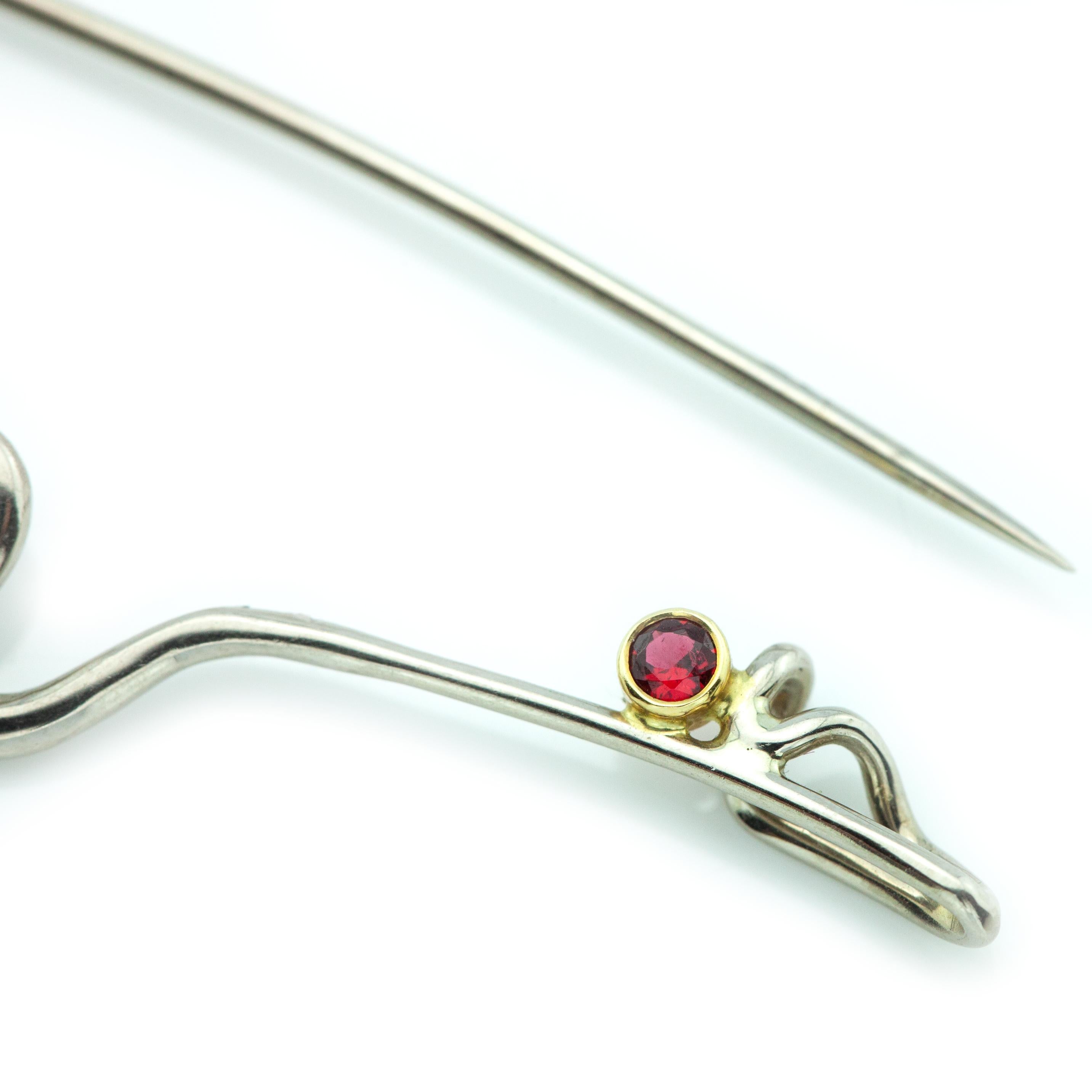 Patrick Jelk 18K White Gold Yellow Gold Tahitian Pearl & Gemstone Brooch/Pendant For Sale 1