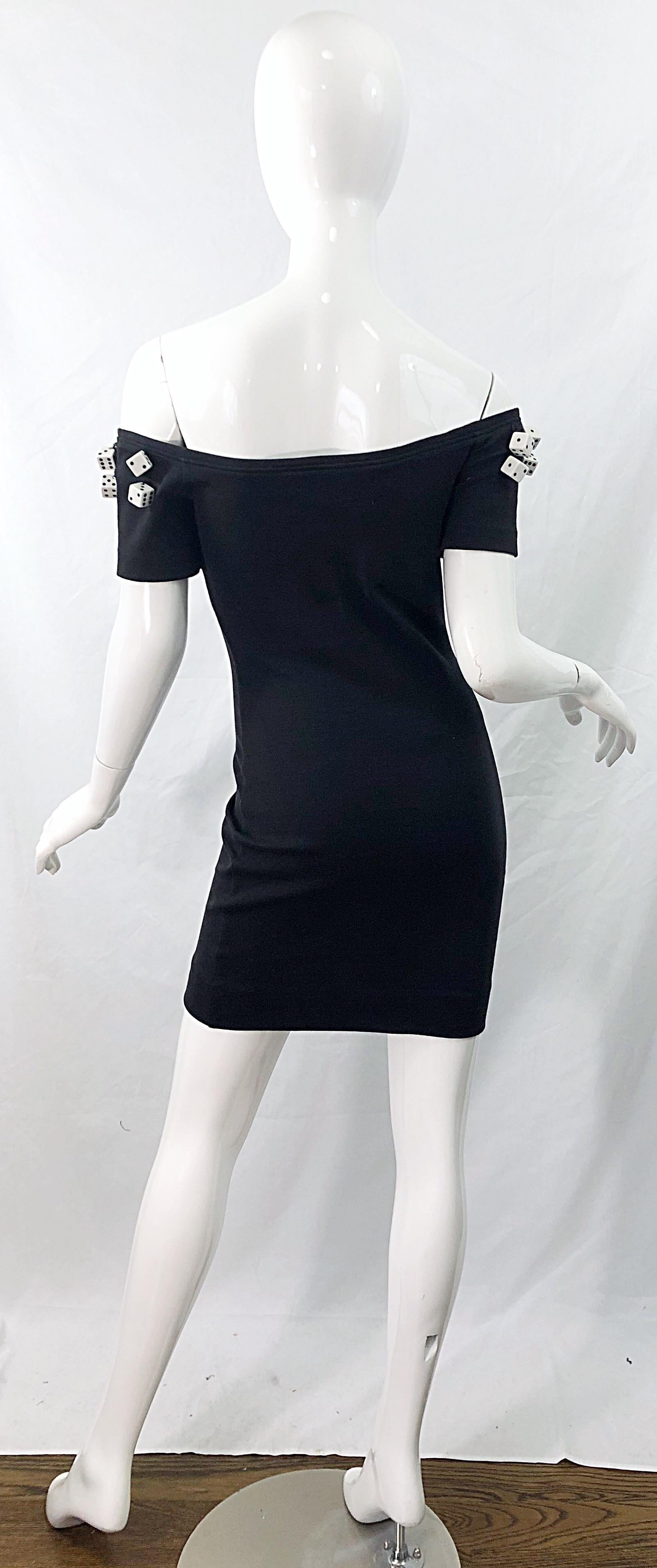 Patrick Kelly 1980s Schwarz und Weiß Würfel Größe 6 Bodycon Vintage 80s Mini Dress 9