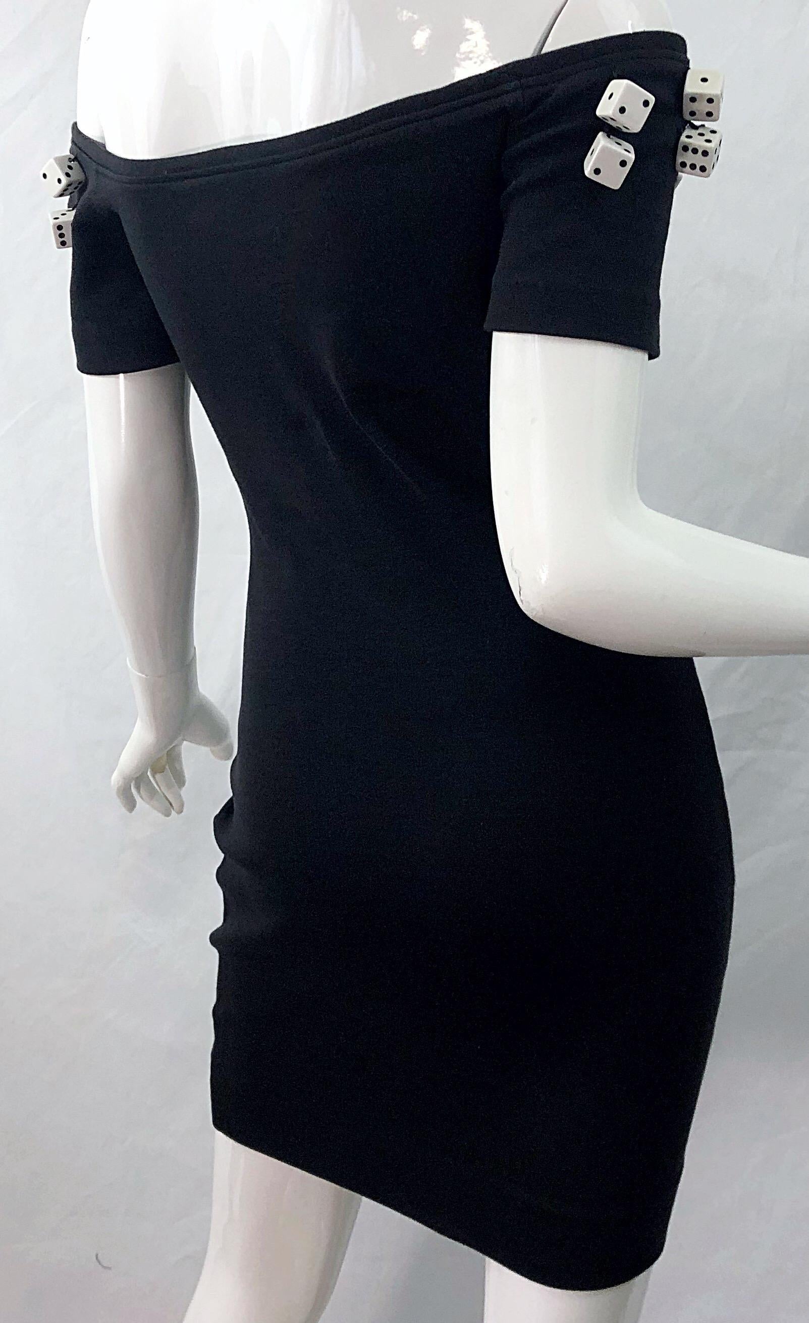 Patrick Kelly 1980s Schwarz und Weiß Würfel Größe 6 Bodycon Vintage 80s Mini Dress 11