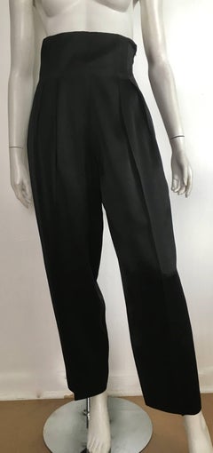 Patrick Kelly 1980s Black High Waisted Evening Pants with Pockets Size 4/6.