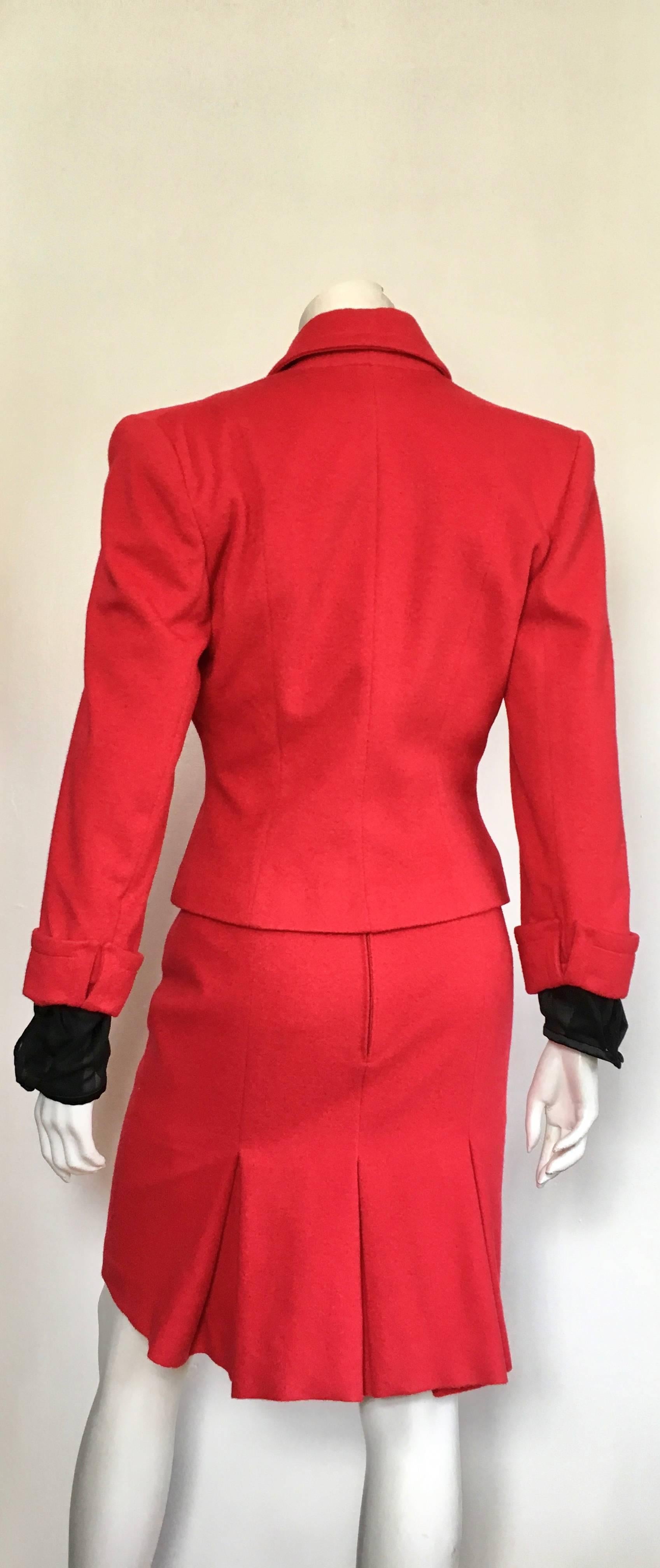 Patrick Kelly 1980s Red Wool Skirt Suit Size 6. For Sale 1