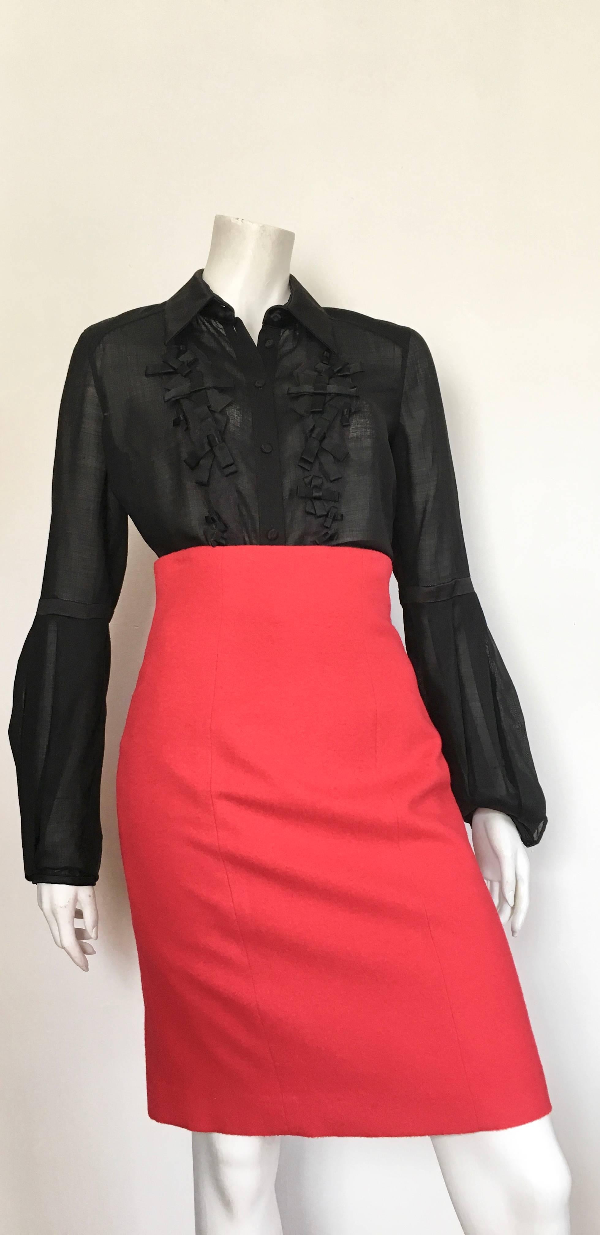 Patrick Kelly 1980s Red Wool Skirt Suit Size 6. For Sale 2