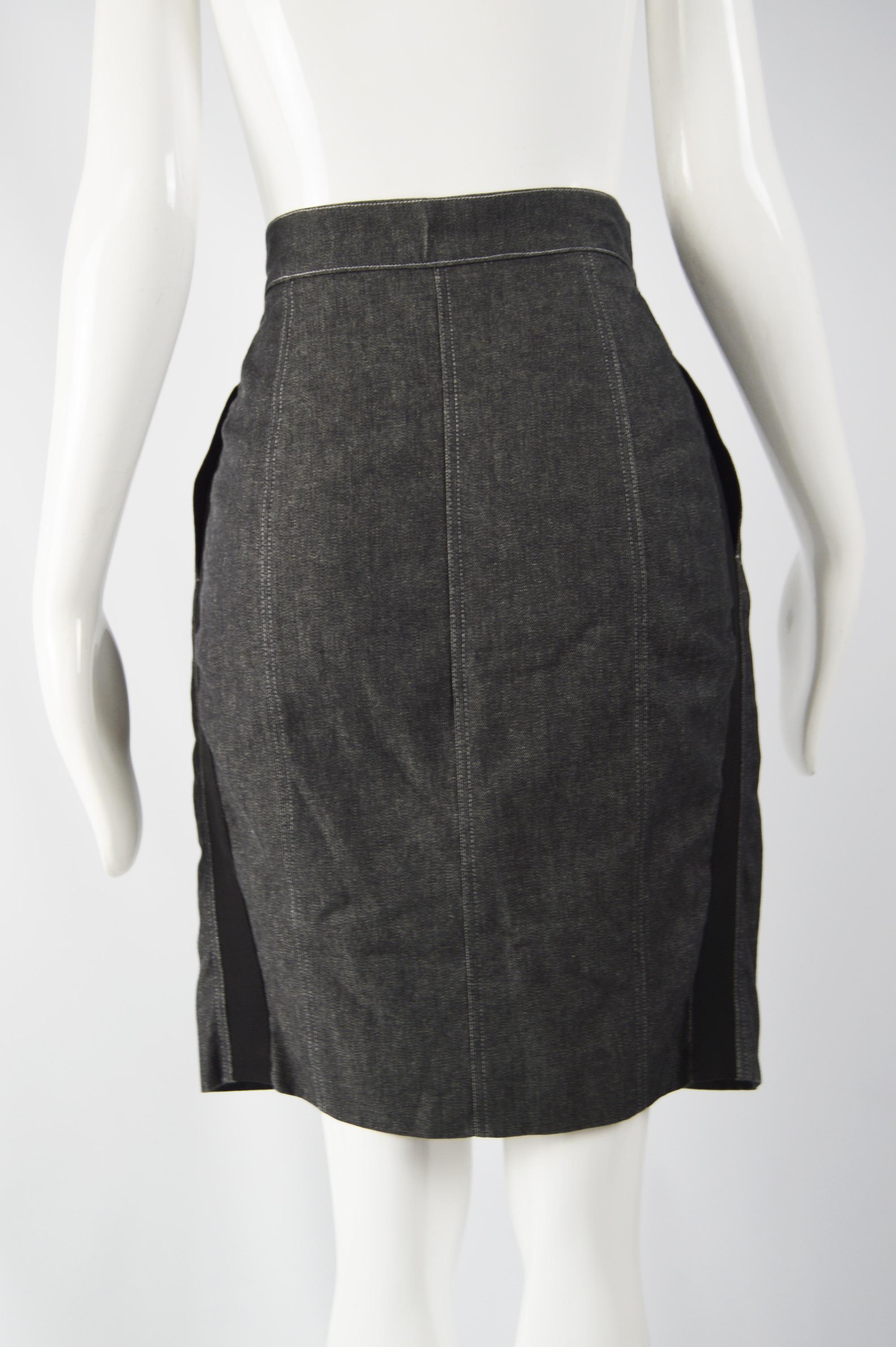 Patrick Kelly 1980s Vintage Grey Denim Skirt  1
