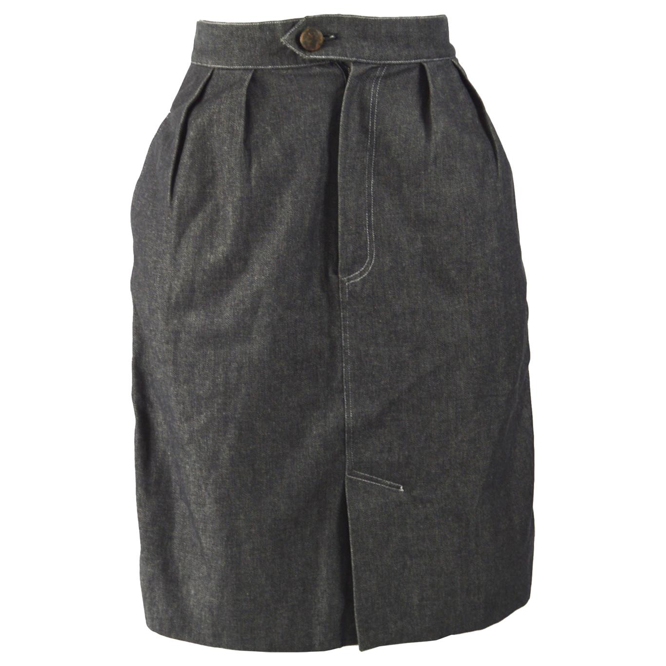Patrick Kelly 1980s Vintage Grey Denim Skirt 