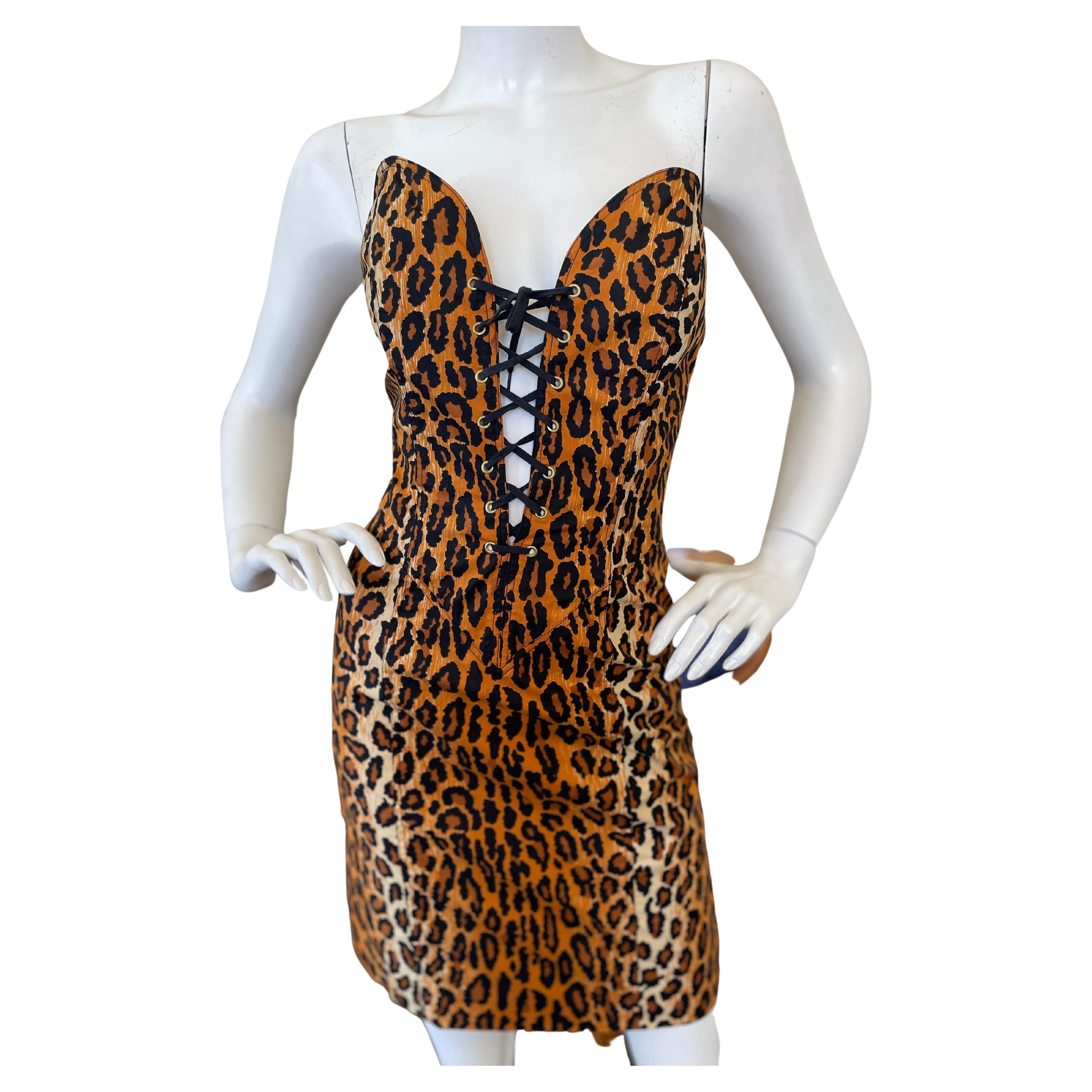 Patrick Kelly Leopard Print Ruched Dress at 1stDibs