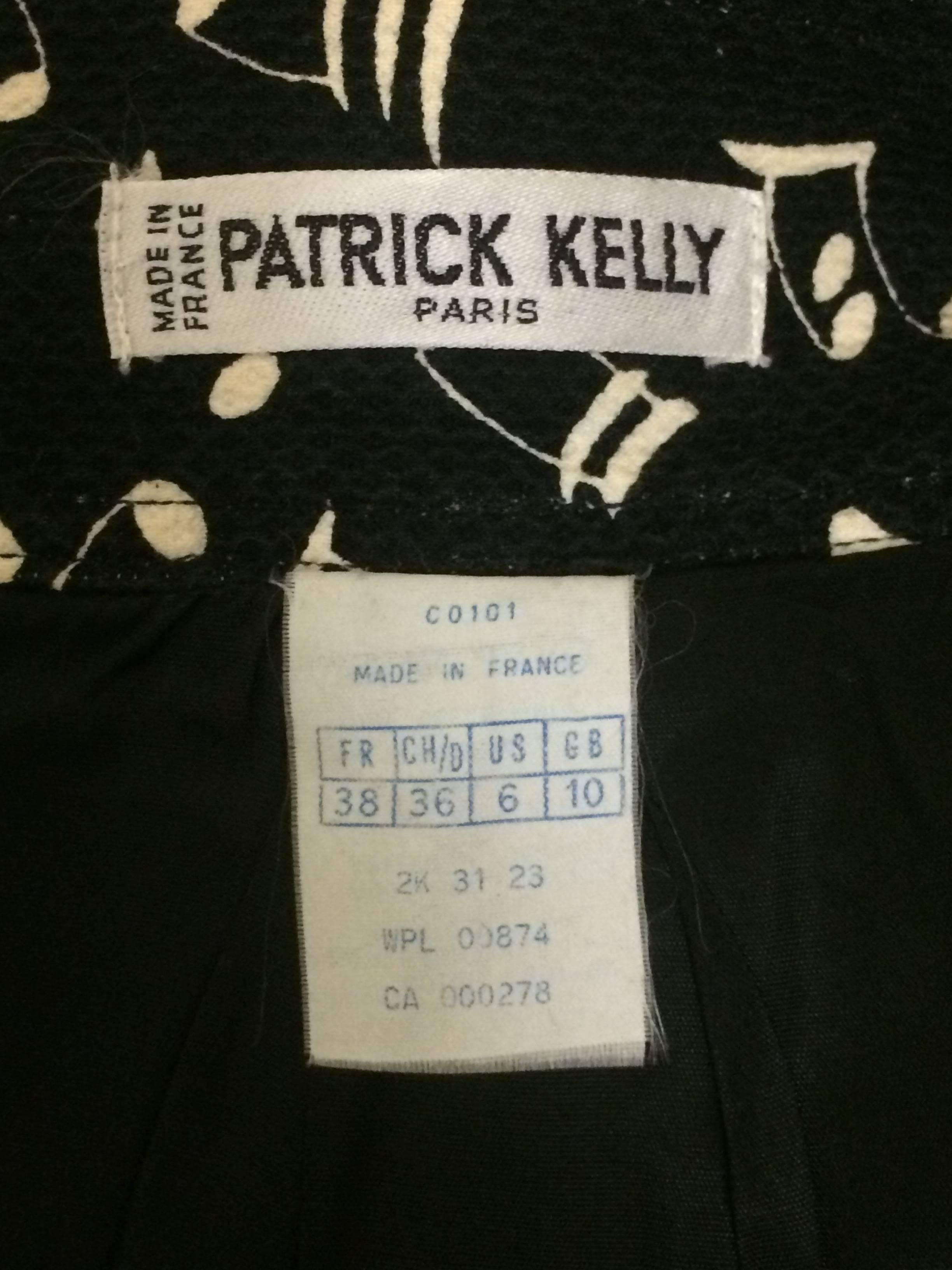 Patrick Kelly 80s Black and White Music Note Print Pencil Skirt In Good Condition In San Francisco, CA