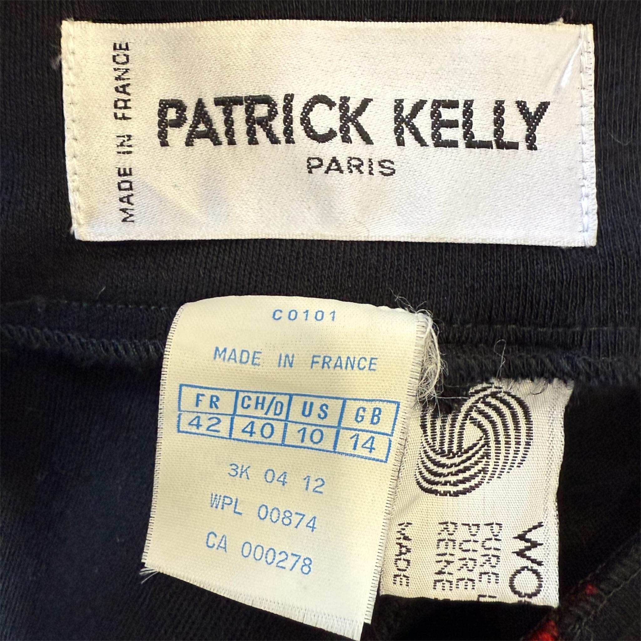 Patrick Kelly A/W 1989 Rotes und schwarzes Bolero-Laufstegkleid aus Wolle im Angebot 3