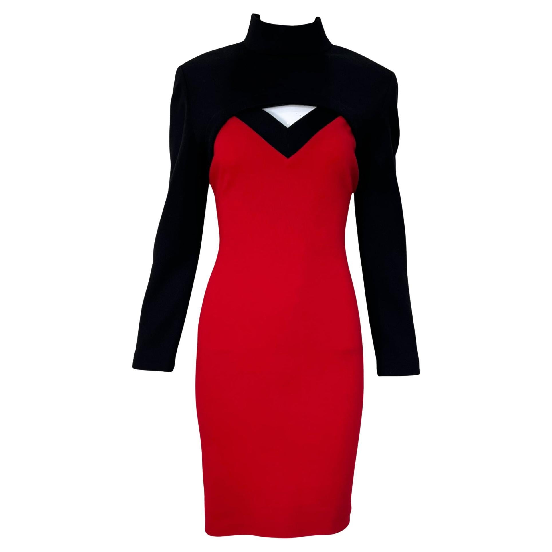 Patrick Kelly - A/I 1989 - abito da passerella con bolero in lana rosso e nero