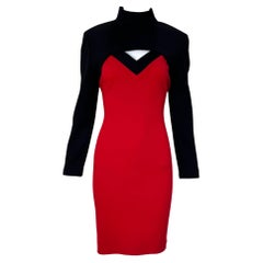 Patrick Kelly A/W 1989 Red and Black Wool Bolero Runway Dress
