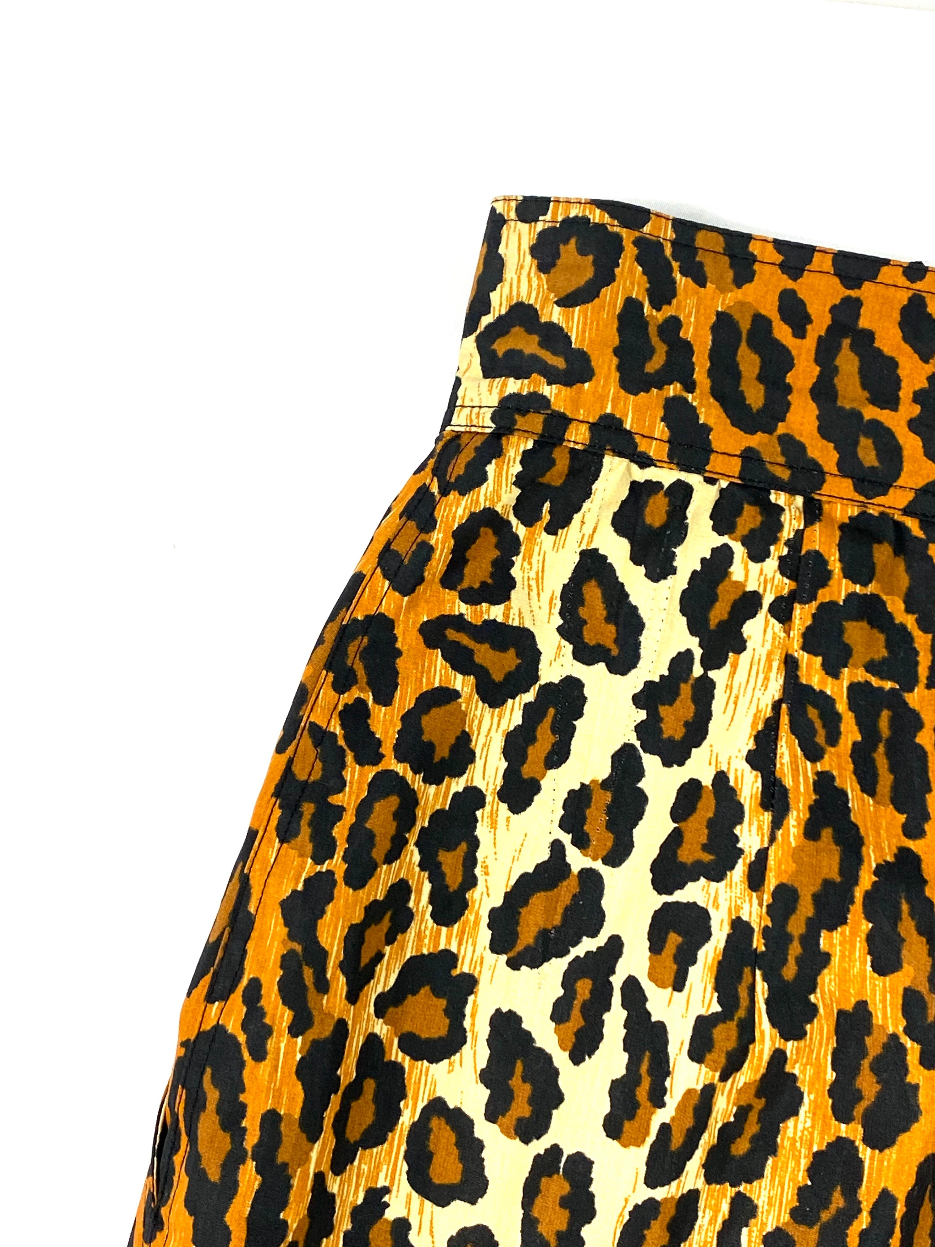 Orange Patrick Kelly Amen Wardy Leopard Pencil Skirt 