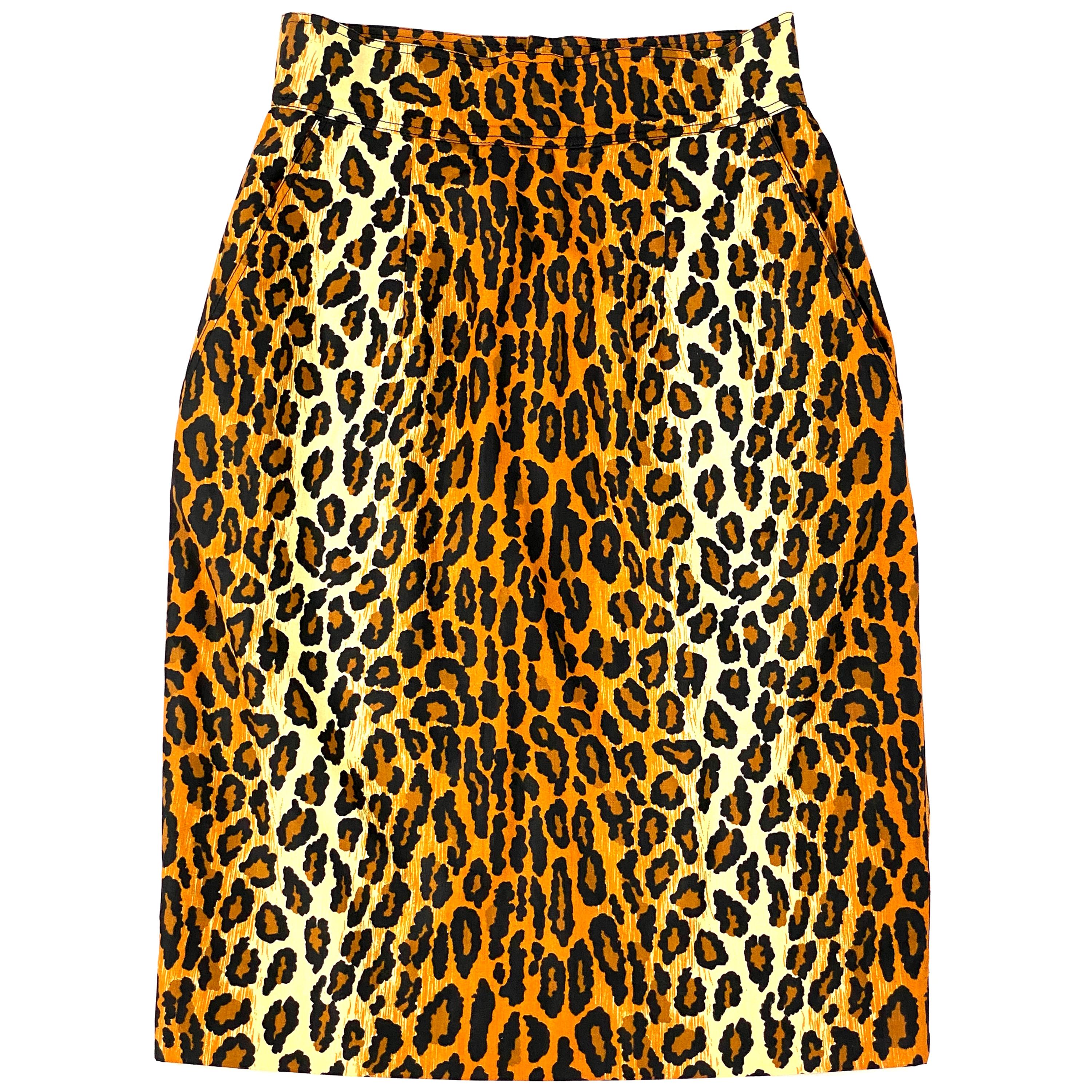 Patrick Kelly Amen Wardy Leopard Pencil Skirt 