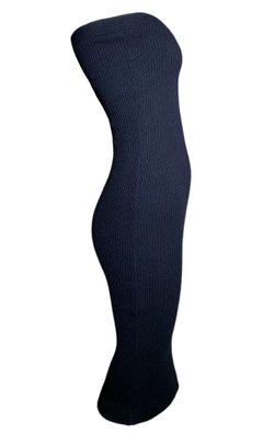 Patrick Kelly Schwarzes geripptes Strickkleid Sexy trägerloses Midikleid, 1980er
