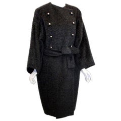 Patrick Kelly Charcoal Wool and Mohair Ladies Coat Circa 1980s