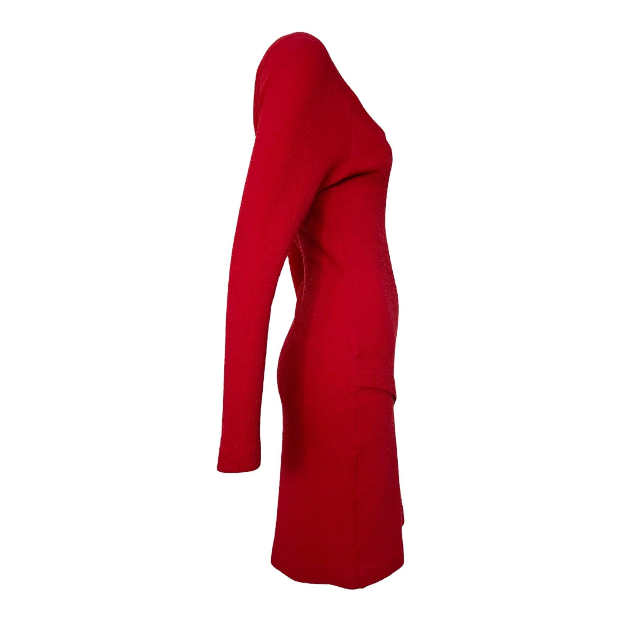 Rouge Robe portefeuille en tricot rouge cerise de Patrick Kelly, années 1980 en vente