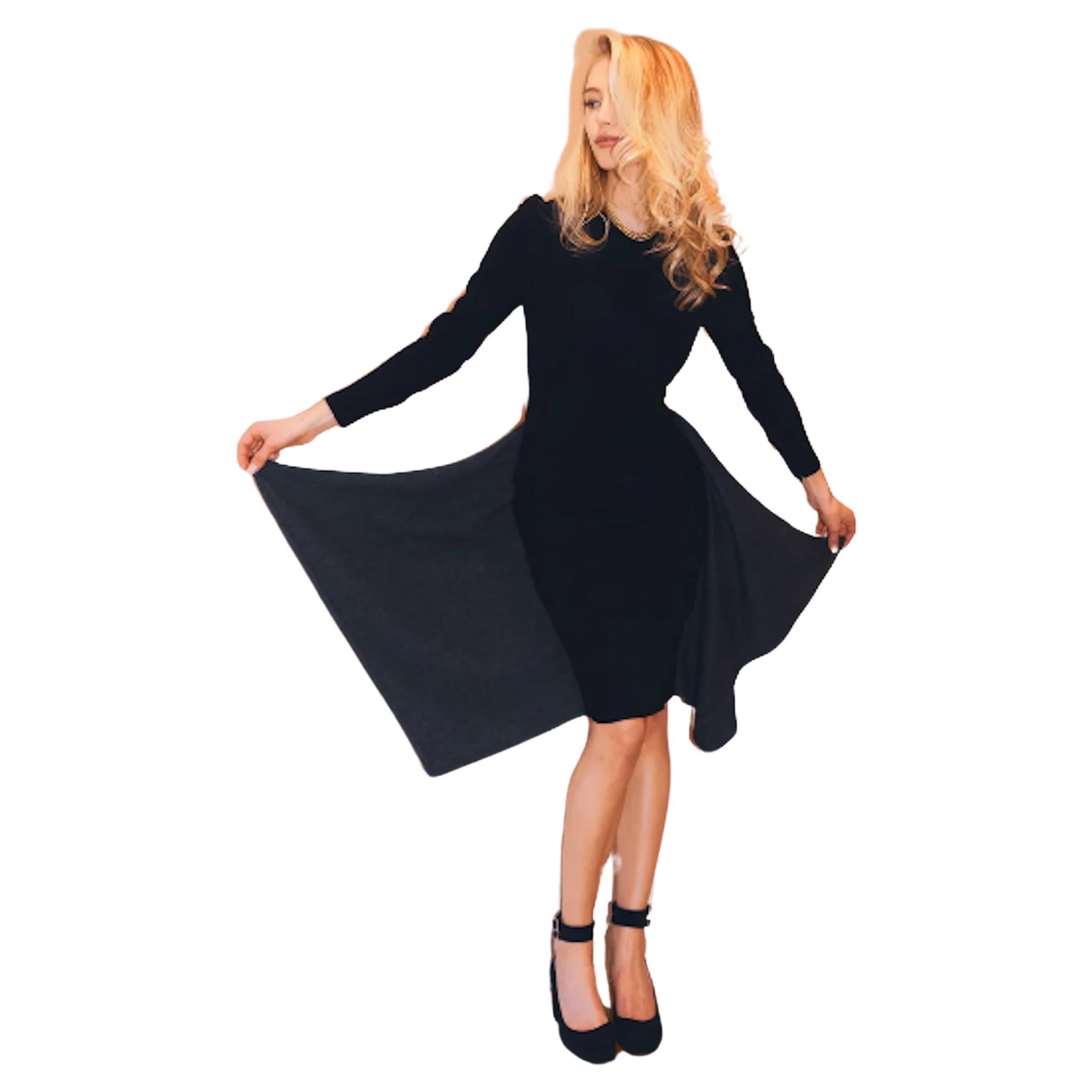Patrick Kelly Early 1980s Black and Gray Knit Long Sleeve Dress For Sale