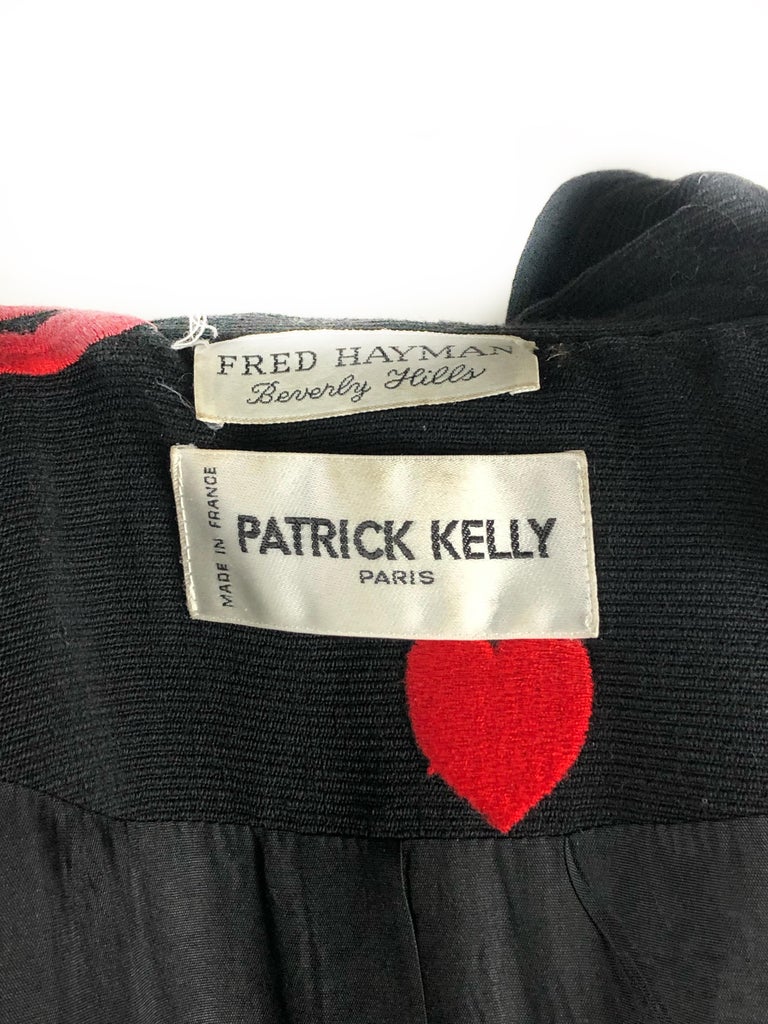 PATRICK KELLY Paris Black Blazer Jacket w/ Red Hearts, Lips and Stars ...