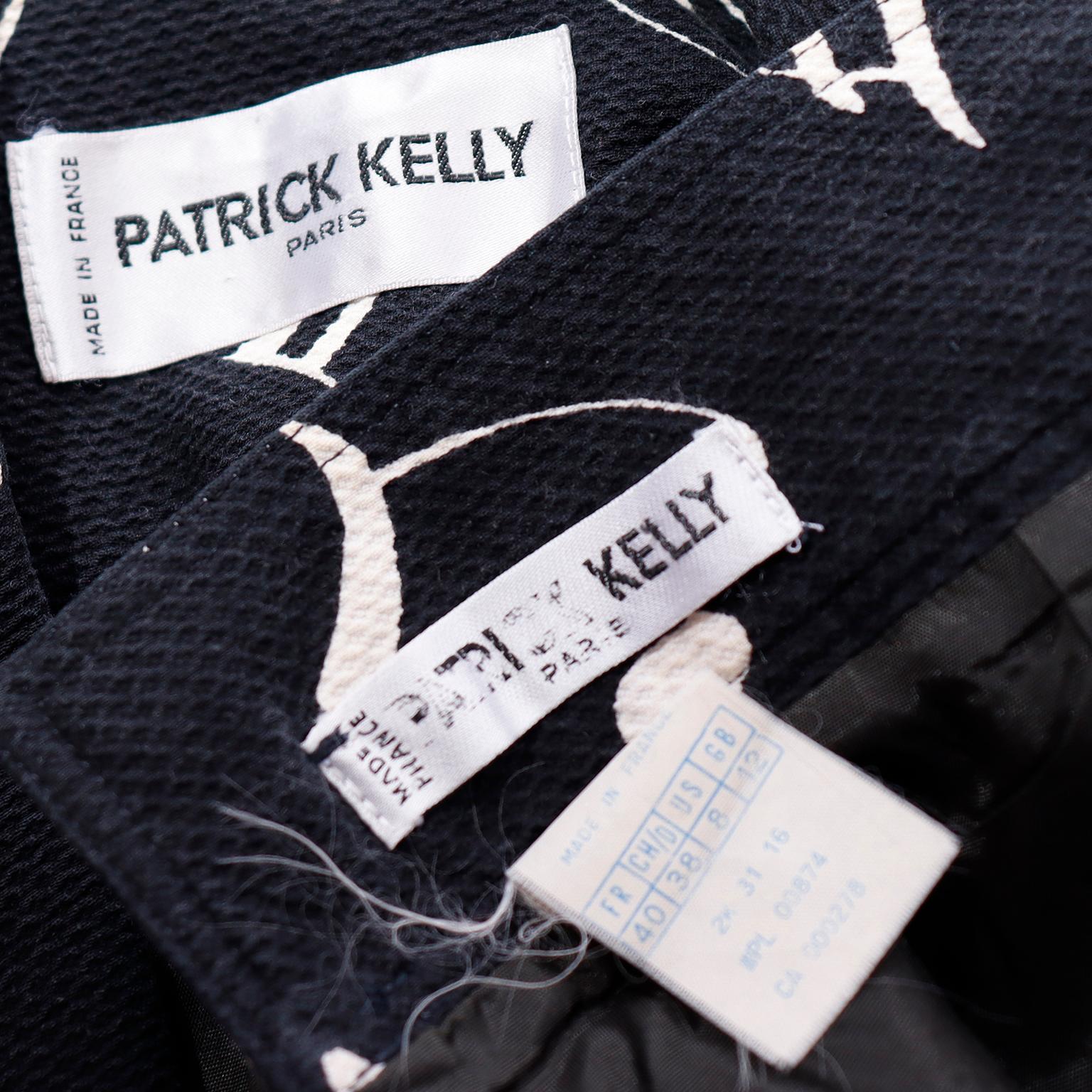 1989 Patrick Kelly Paris Rare Vintage Musical Note Novelty Print Jacket & Skirt For Sale 6