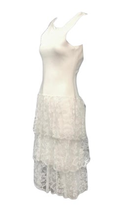 Patrick Kelly S/S RTW White Lace and Cotton Tank Dress, 1986