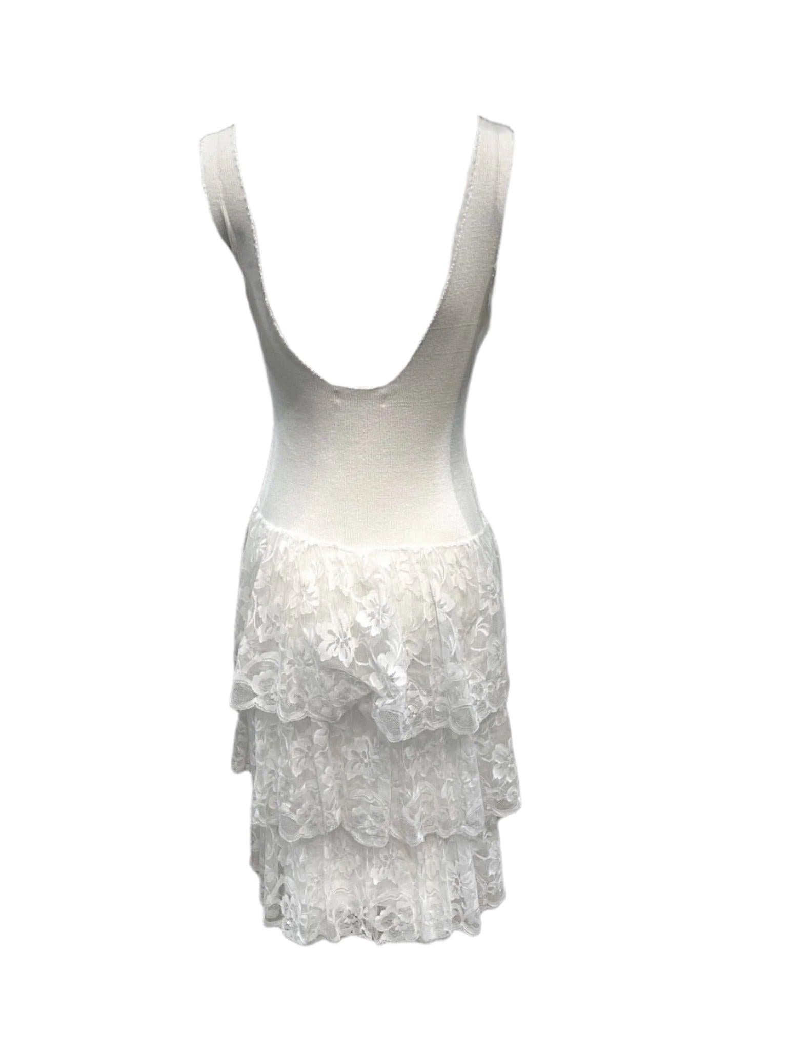 Patrick Kelly S/S RTW Weißes Tank-Kleid aus Spitze und Baumwolle, 1986 (Grau) im Angebot