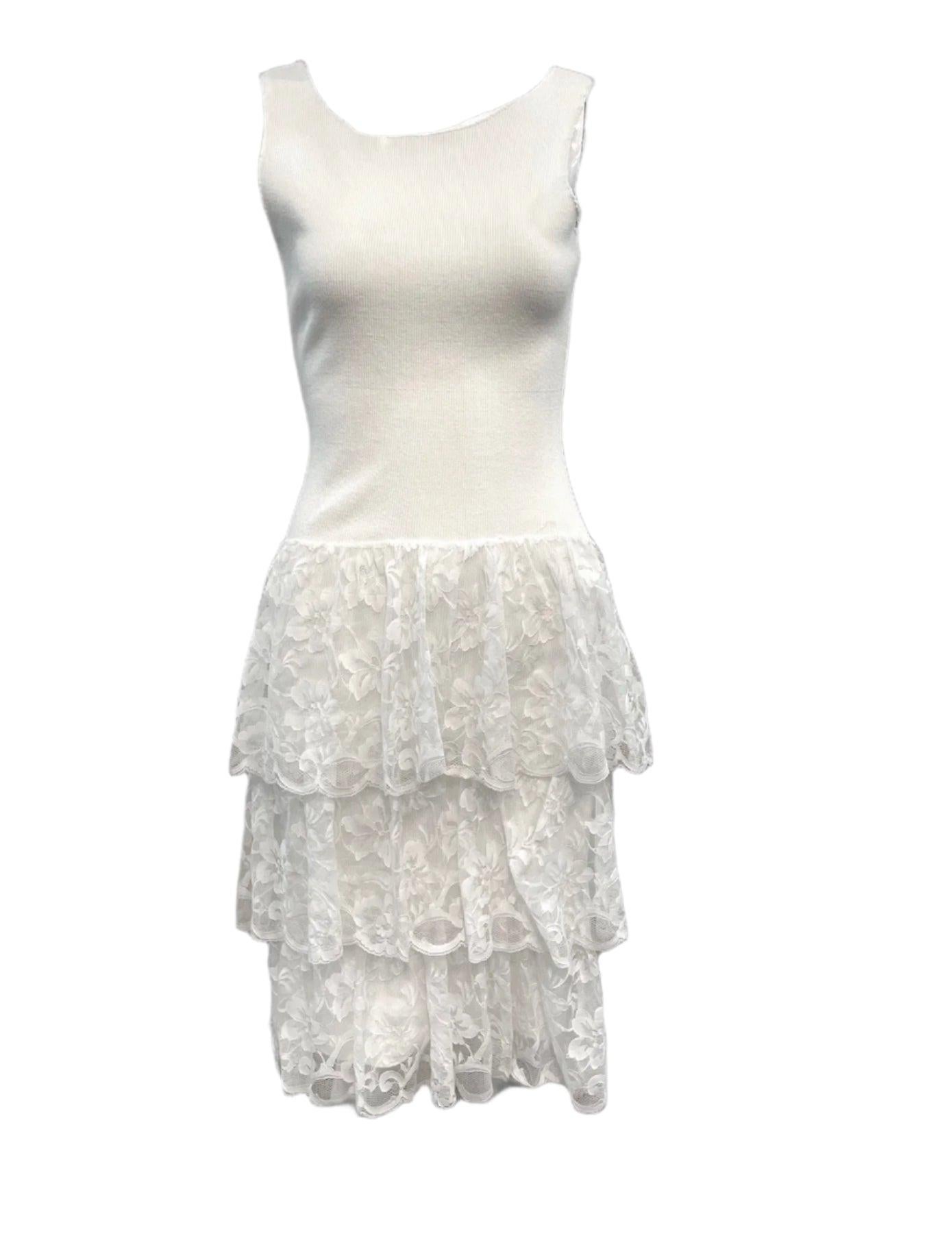 Patrick Kelly S/S RTW Weißes Tank-Kleid aus Spitze und Baumwolle, 1986 im Angebot
