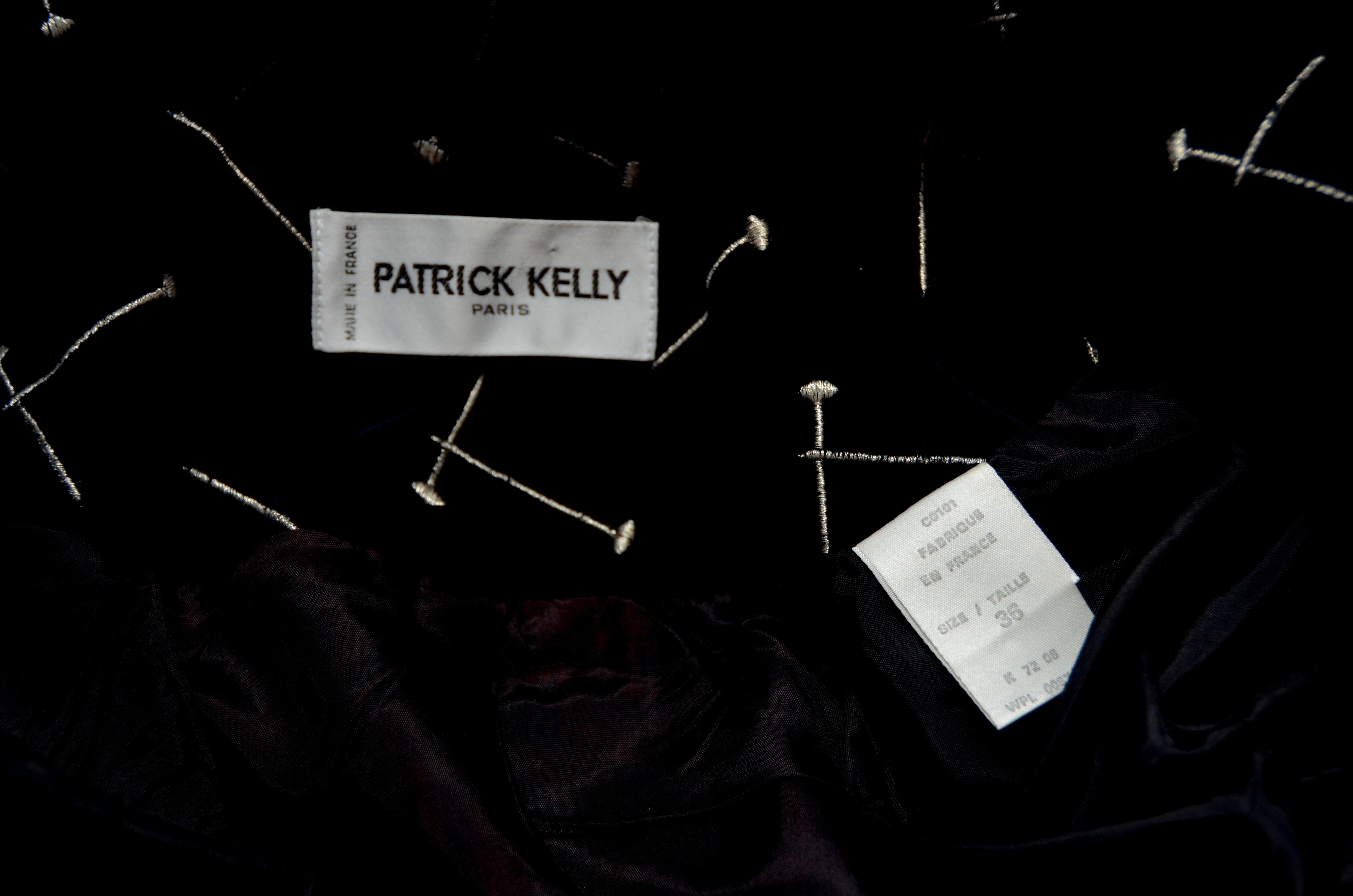  Patrick Kelly Vintage 1988 Black Jacket w/ Gold & Silver Embroidered Nails 1