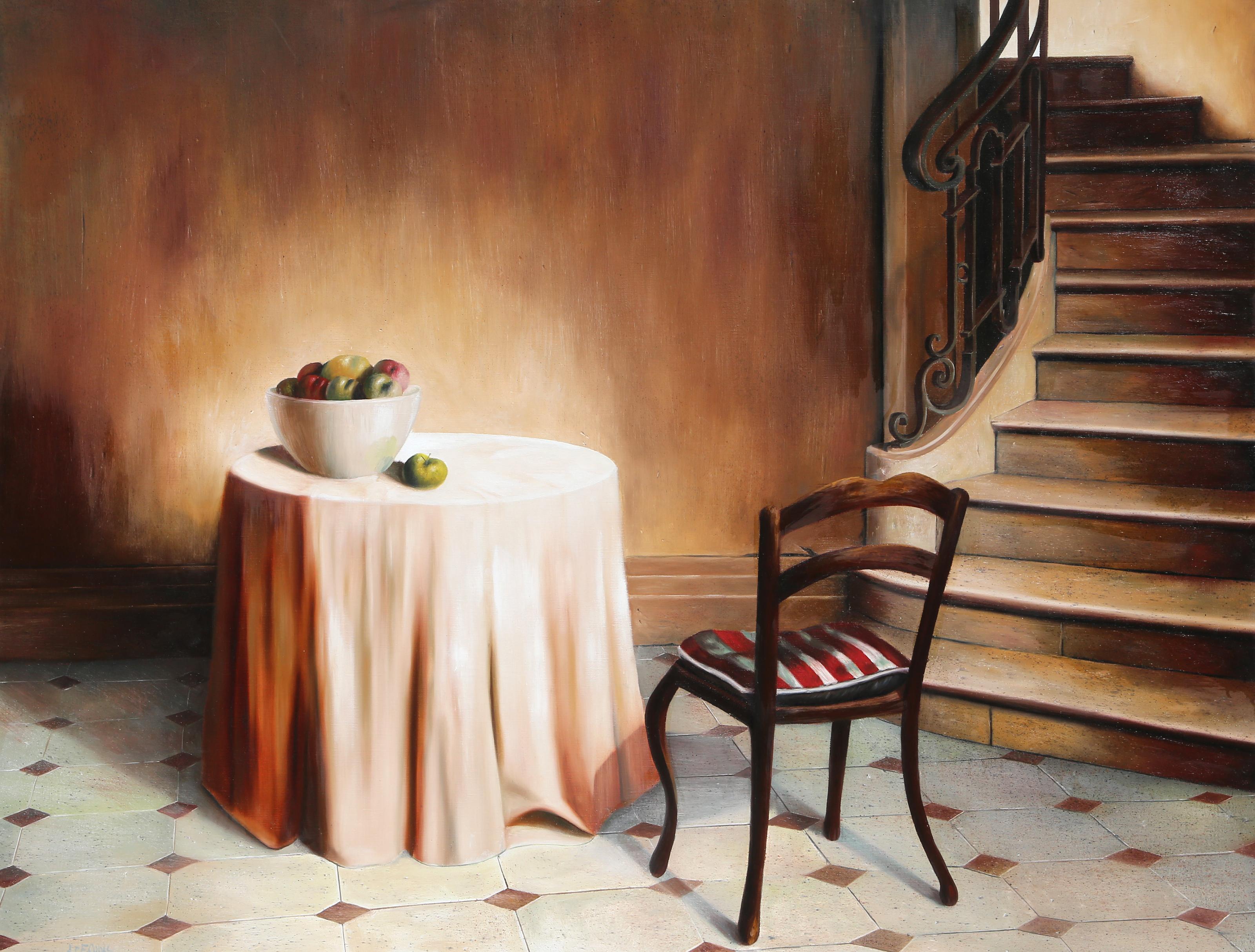 Les Carreaux Anciens, Pintura al óleo bodegón fotorrealista de Patrick le Flohic