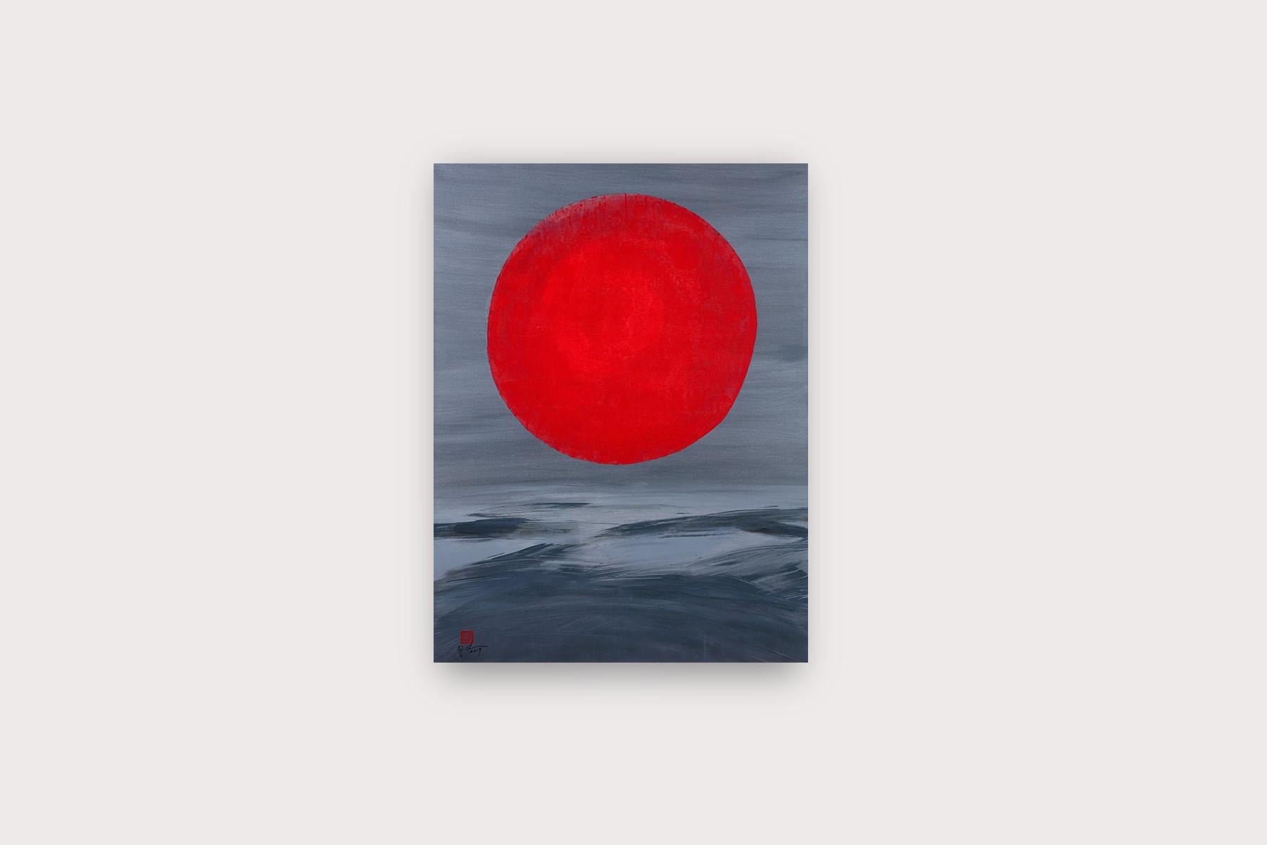 Mysterious Red Planet Rises In The Sky Expresses Taoism Less Is More Spirit  - Painting by Patrick Lee