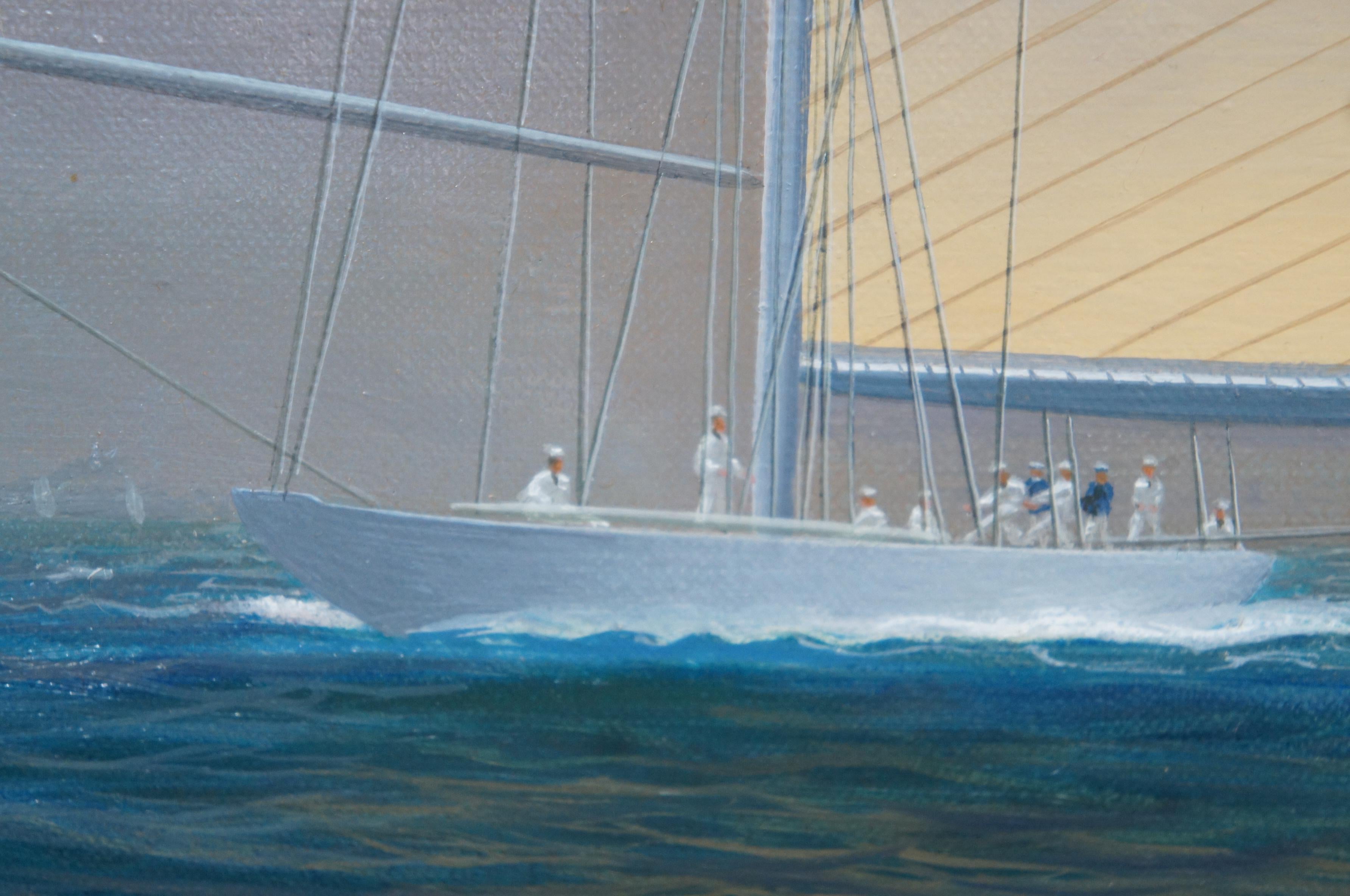 Canvas Patrick Livingstone Realist Maritime Oil Painting Yacht Racing Seascape Sailing