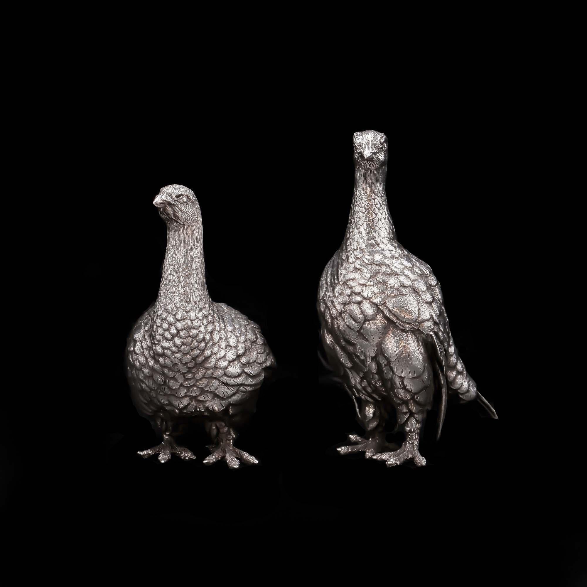Zimbabwean Patrick Mavros an Impressive Pair of Sterling Silver Bird Figurines