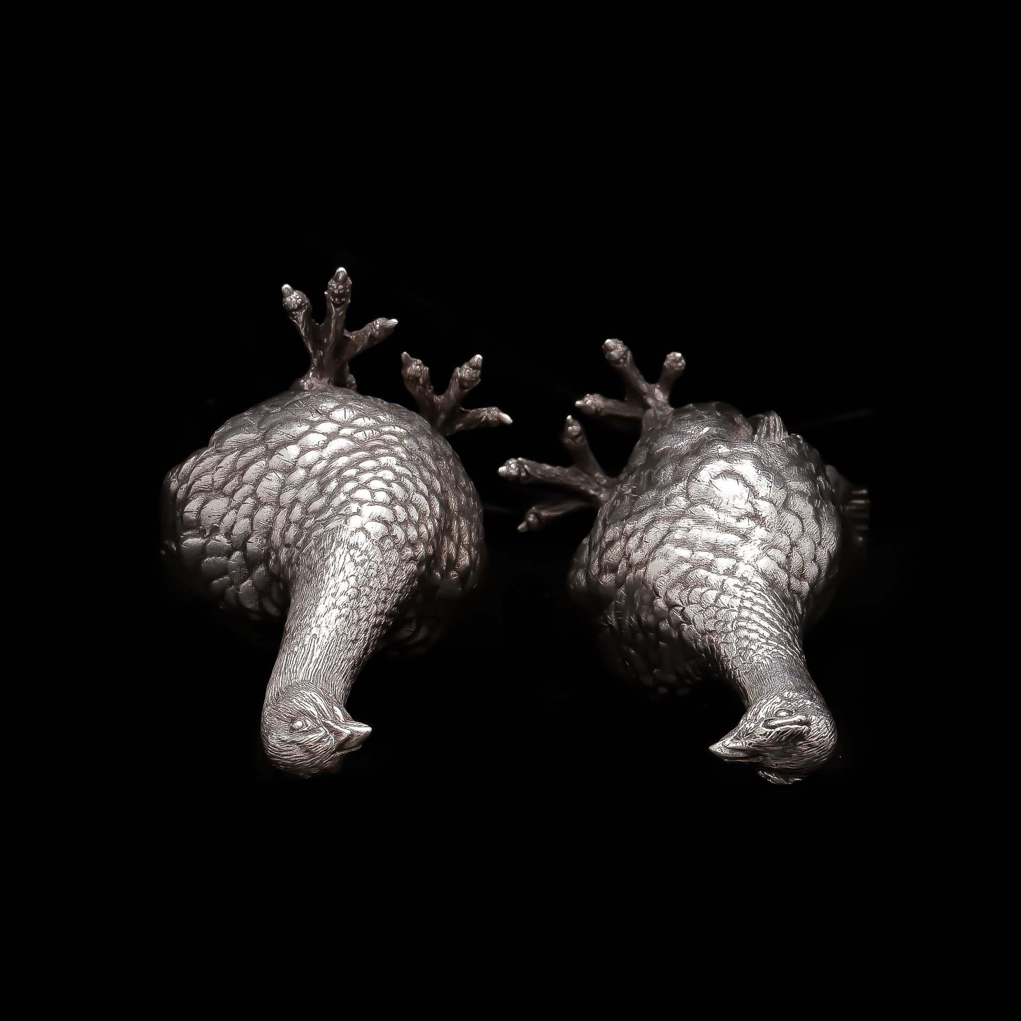 Contemporary Patrick Mavros an Impressive Pair of Sterling Silver Bird Figurines