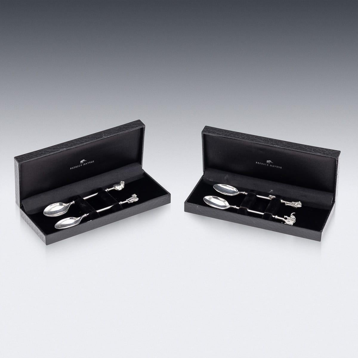 Patrick Mavros massivem Silber Satz von vier Neuheit Tier Kaffeelöffel im Angebot 7