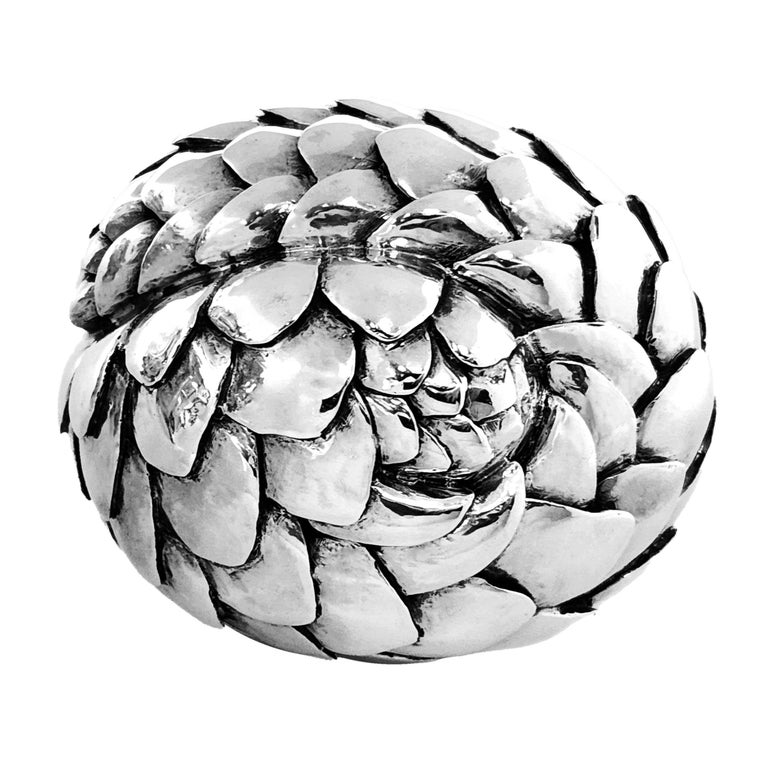 Patrick Mavros Sterling Silver Pangolin Rolled Figurine Sculpture 2003