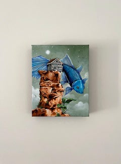"Just Outside" by Patrick Maxcy, Acrylic Painting, Blue Fish