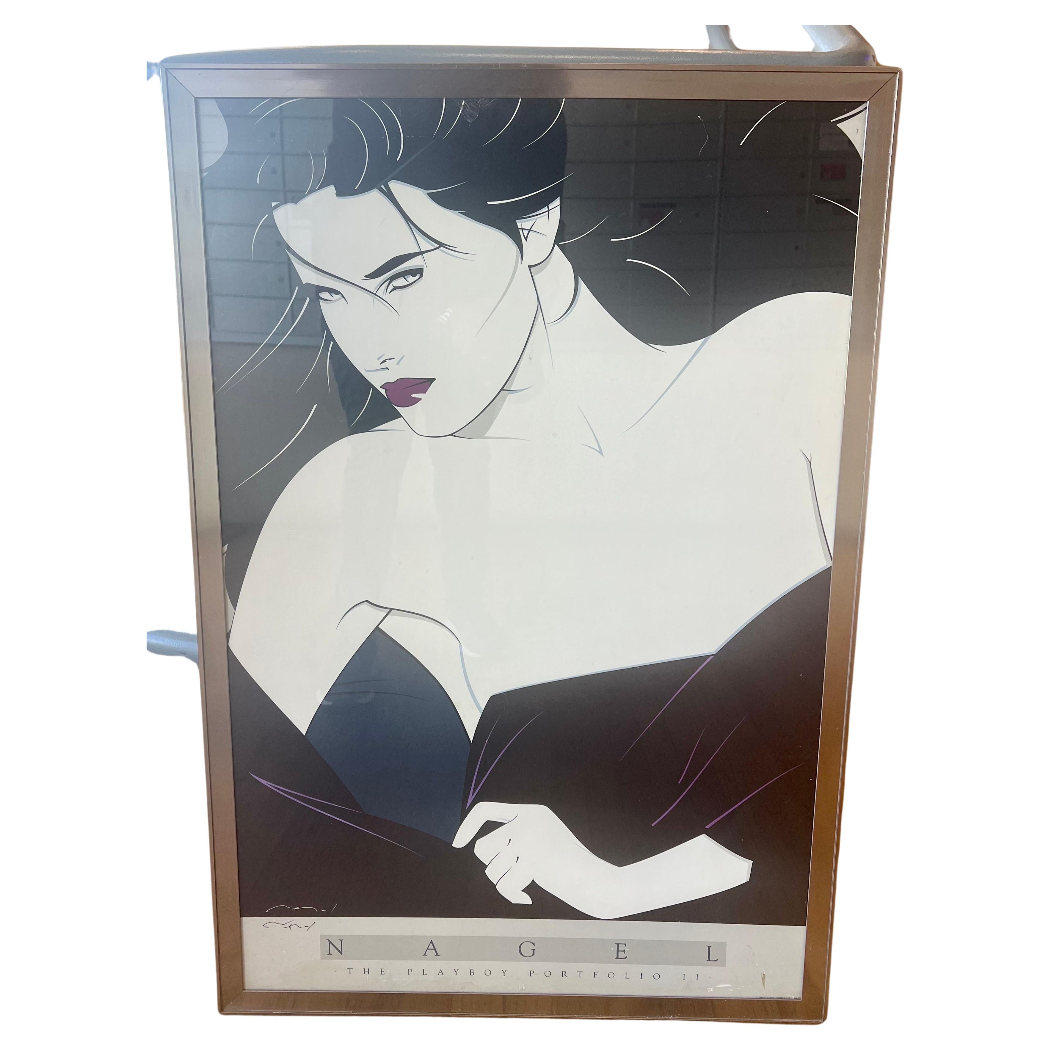 Postmoderne  Patrick Nagel Playboy Portfolio II Poster Encadré Signé par Playboy Daté Rare en vente