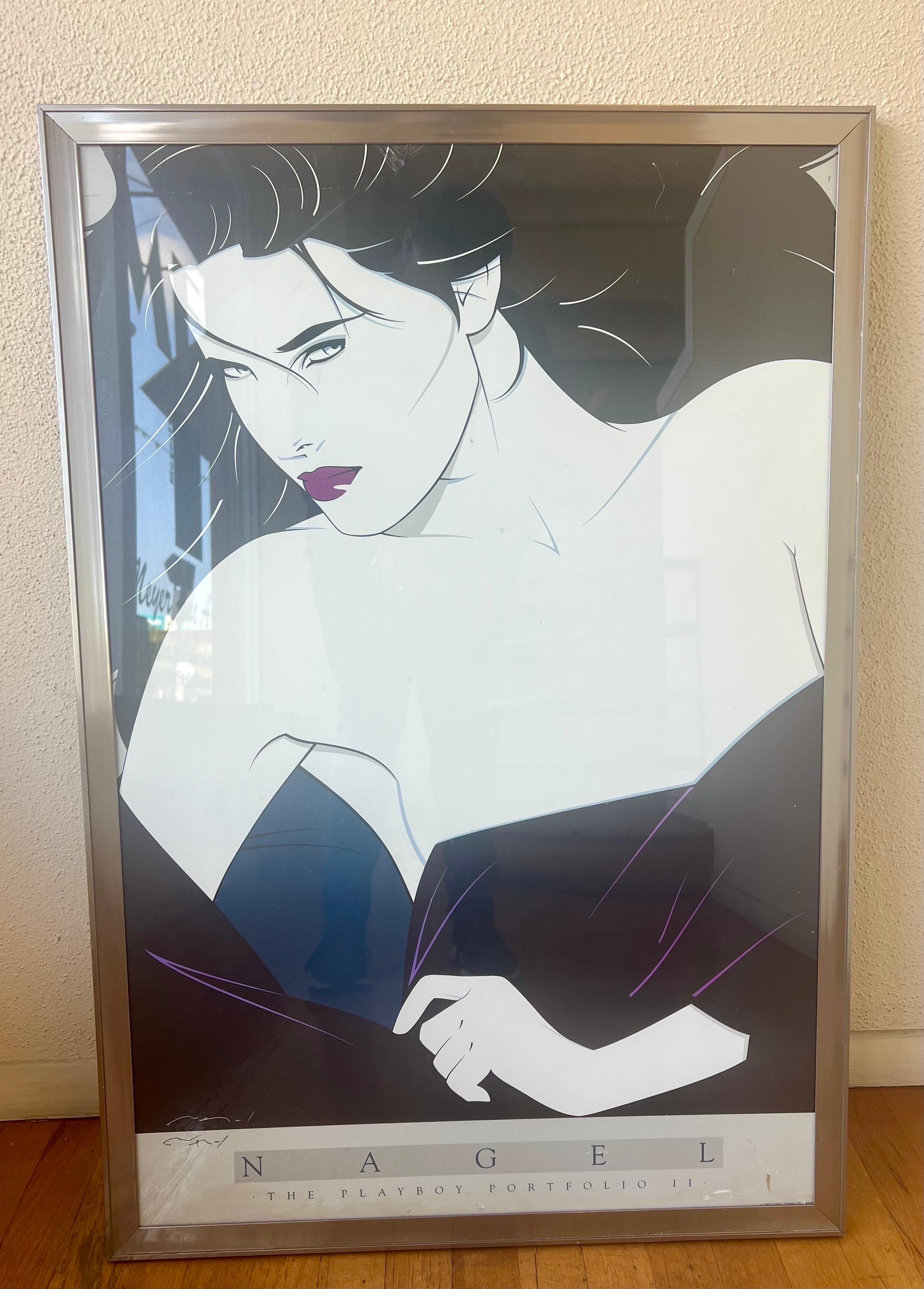 Glass  Patrick Nagel Playboy Portfolio II Poster Framed Signed by Playboy Dated Rare For Sale