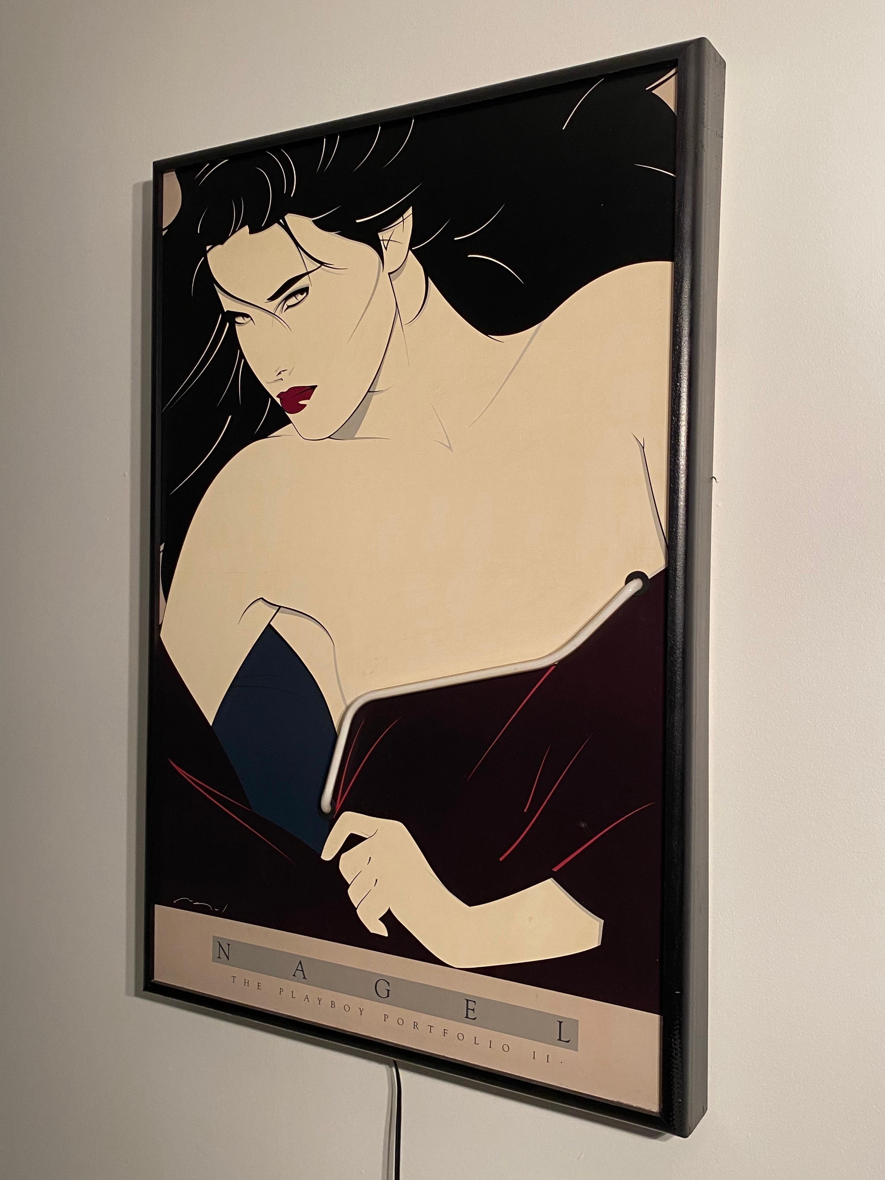 Post-Modern Patrick Nagel Print with Pink Neon Accent, 1980s