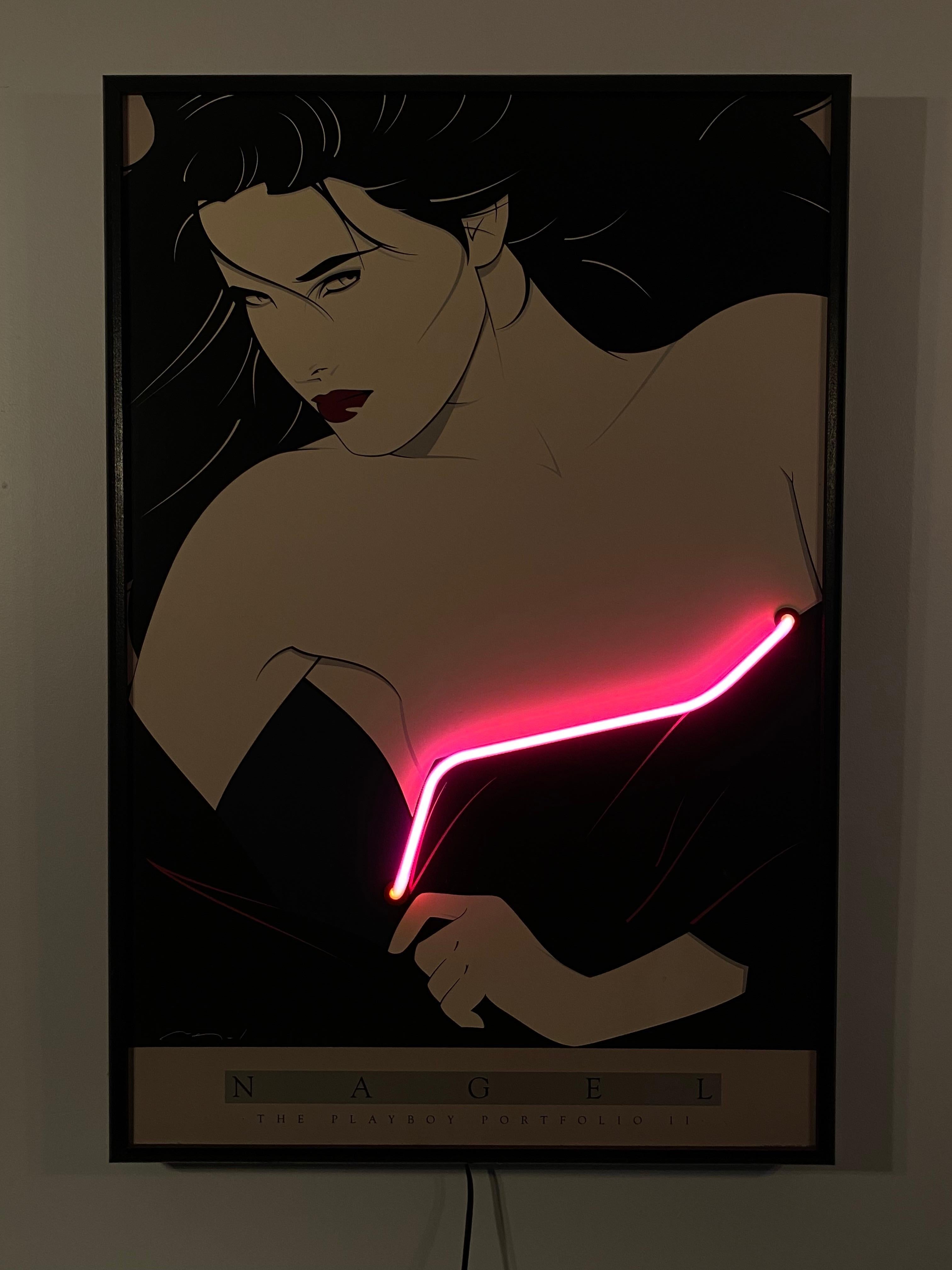 Late 20th Century Patrick Nagel Print with Pink Neon Accent, 1980s